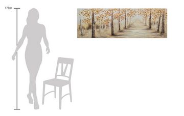 KUNSTLOFT Gemälde Herbstallee 150x50 cm, Leinwandbild 100% HANDGEMALT Wandbild Wohnzimmer