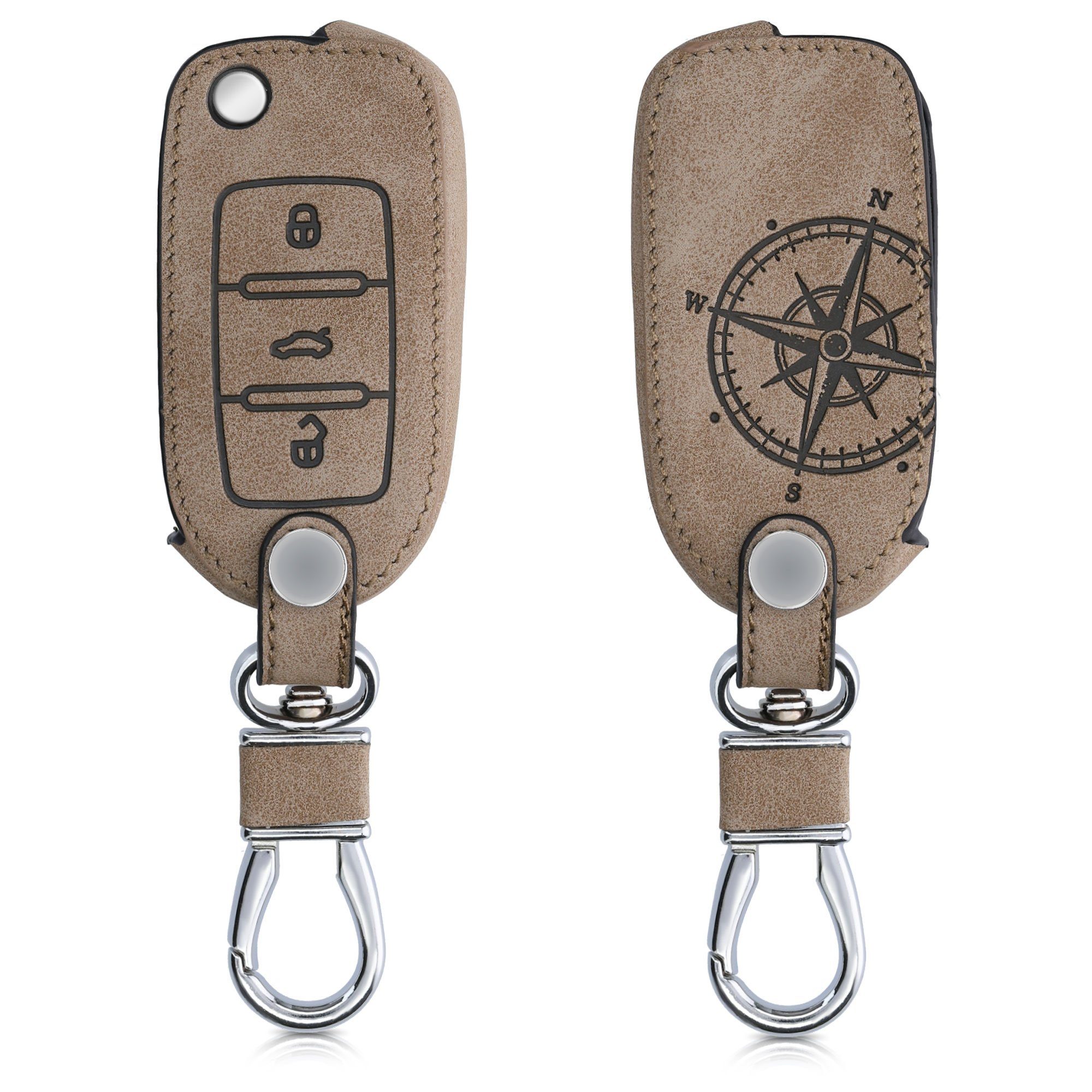 kwmobile Schlüsseltasche, Autoschlüssel Hülle kompatibel mit VW Skoda Seat  3-Tasten Autoschlüssel - Kunstleder Schutzhülle Schlüsselhülle Cover 
