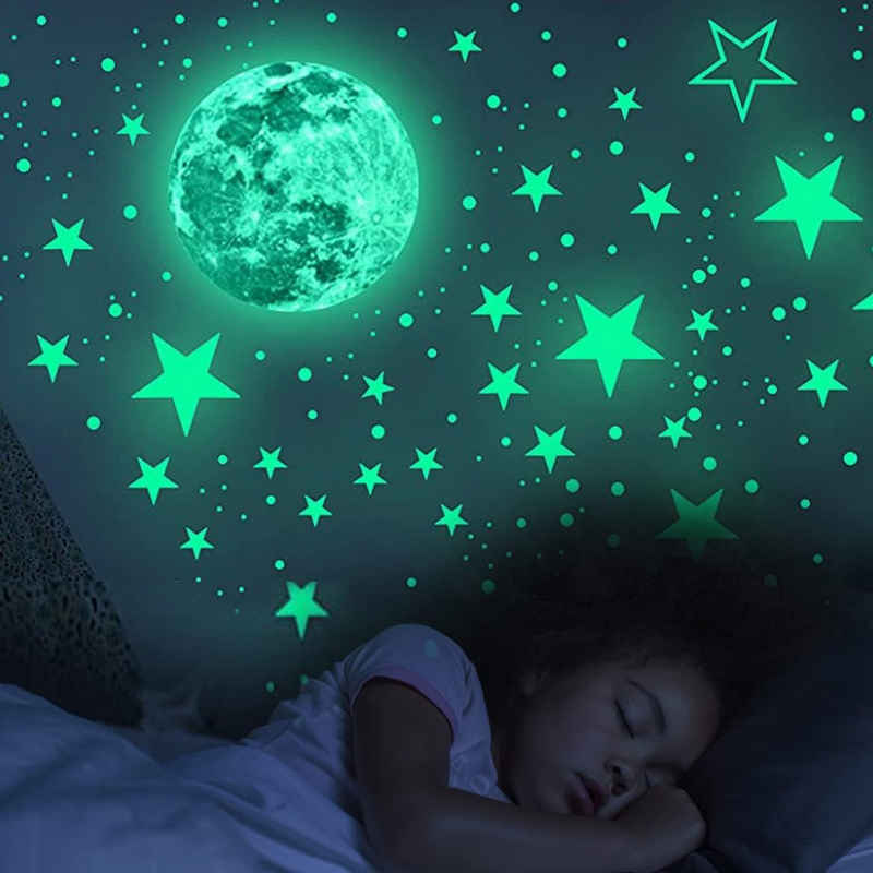 Alster Herz Wandsticker Leuchtsterne Kinderzimmer, fluoreszierende Wandsticker (H086) (1 St), Traumhafte Kinderzimmer Dekoration