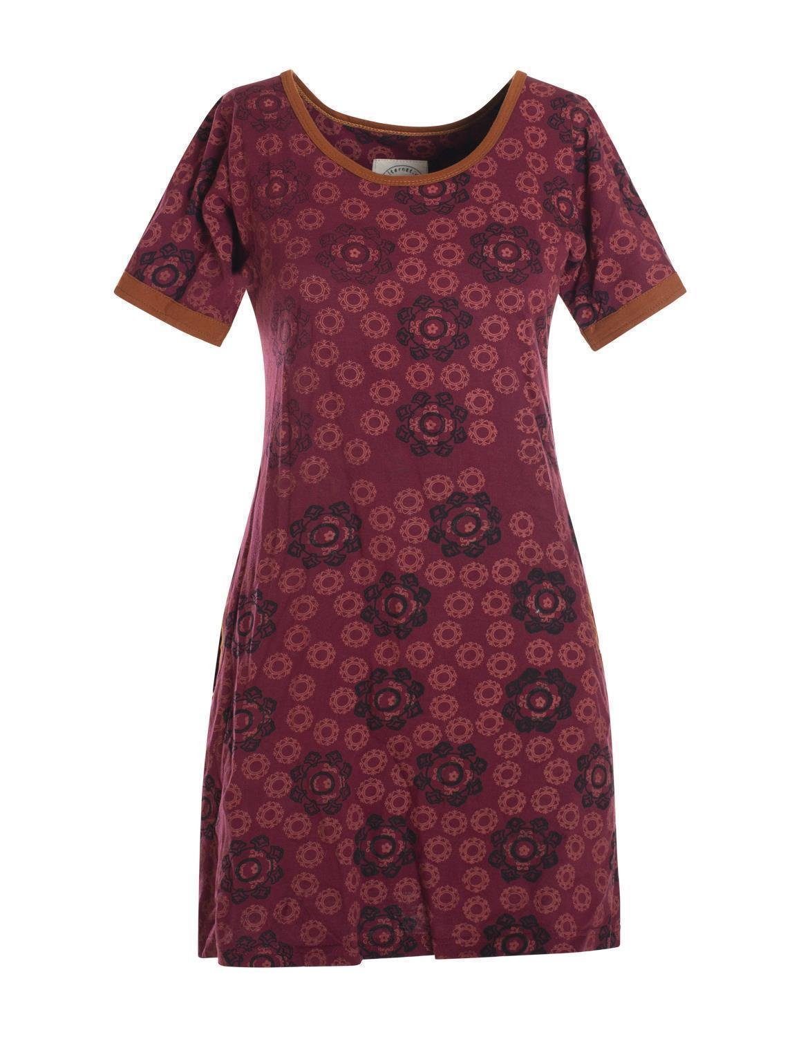 Vishes Jerseykleid Kurzarm Kleid Blumen Tunika Jerseykleid Baumwolle Tunika, Elfen, Hippie, Boho Style