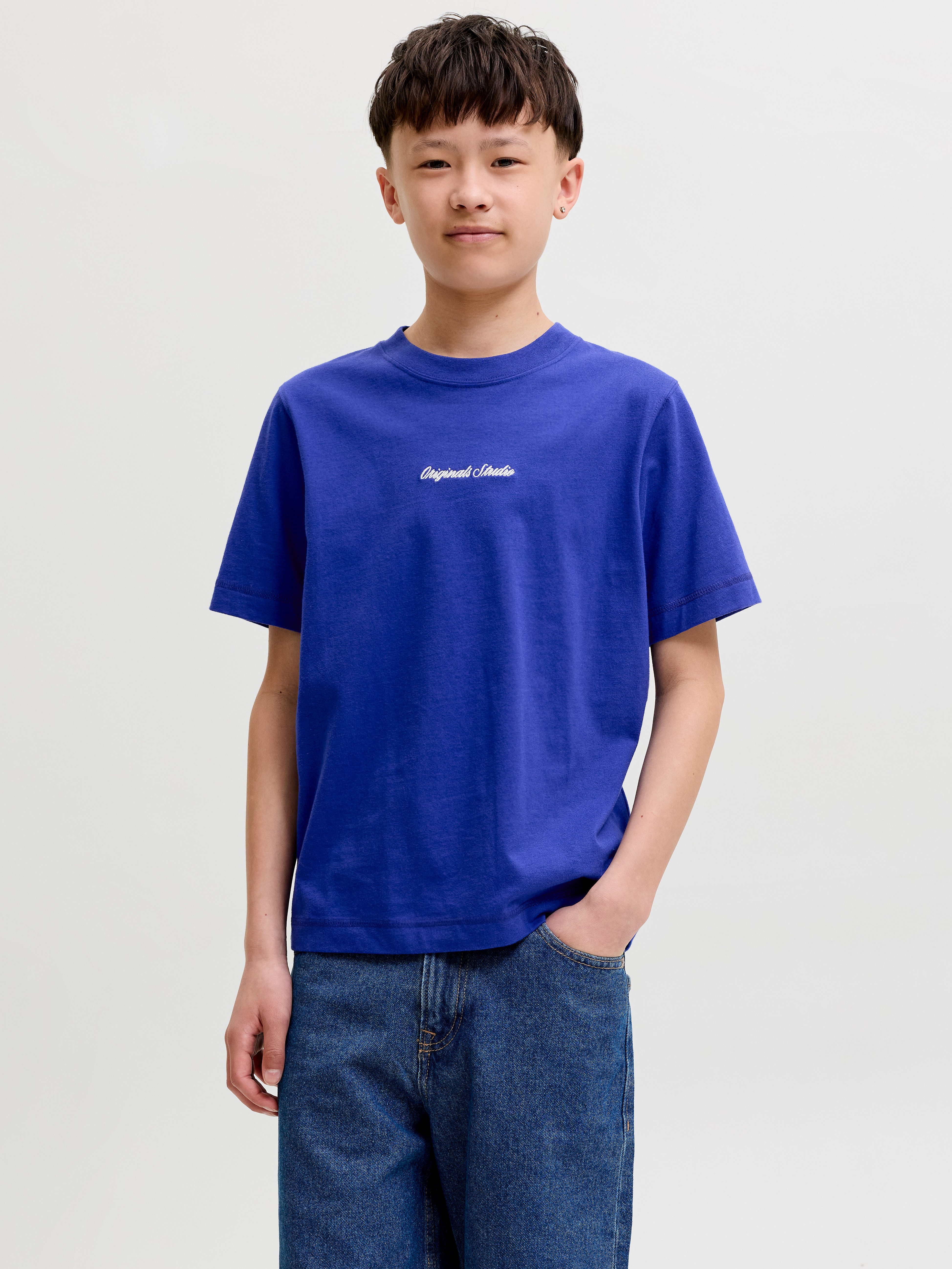 Jack & Jones Junior T-Shirt JORNORREBRO EMB TEE SS CN NOOS JNR Baumwolle, relaxed fit, Kurzarm