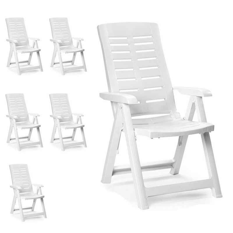 Mojawo Armlehnstuhl 6 Stück Klappstuhl Kunststoff Weiß 5-Positionen