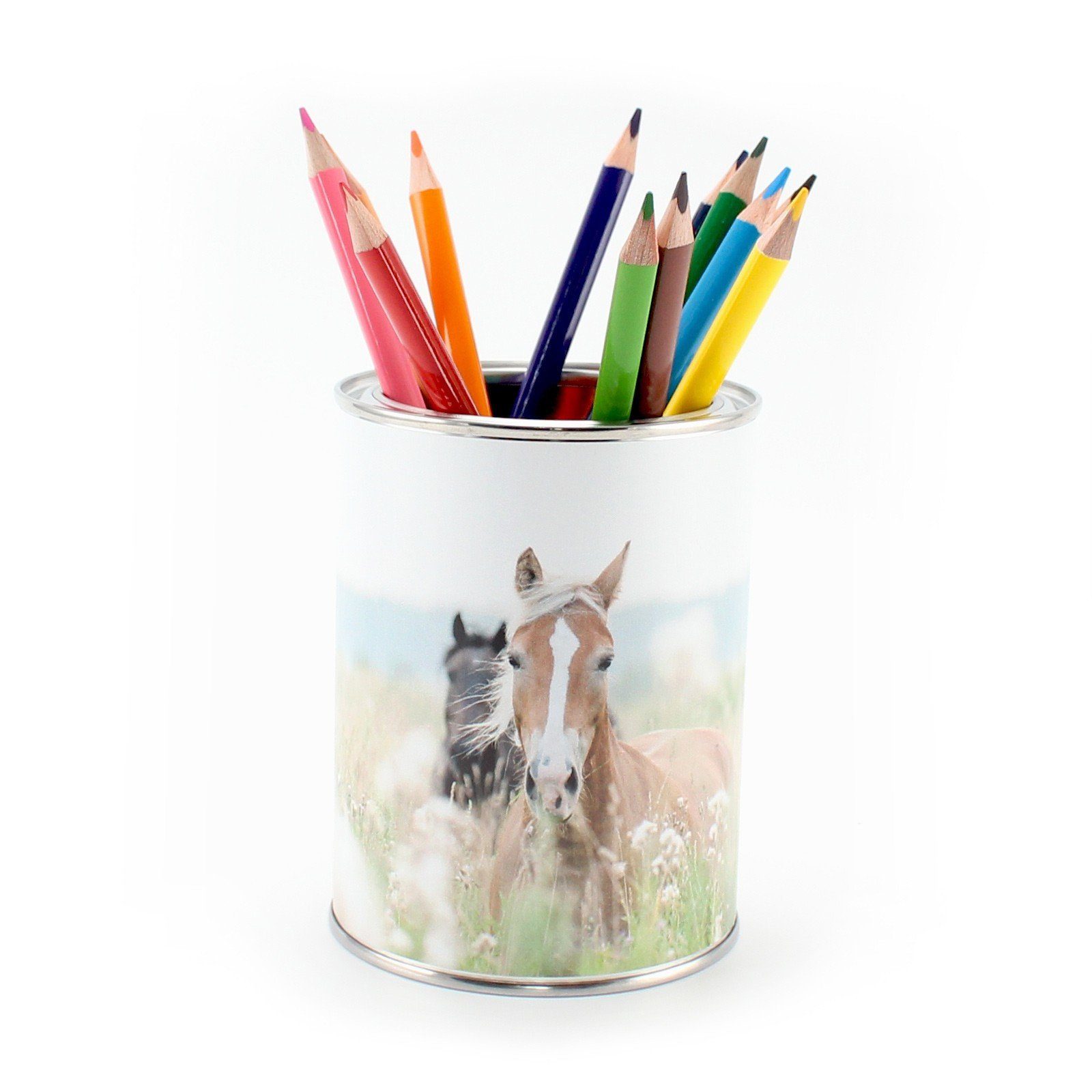 nikima Aufbewahrungsbox Pferde Stifteköcher, inkl. 12 Dreikant Buntstiften