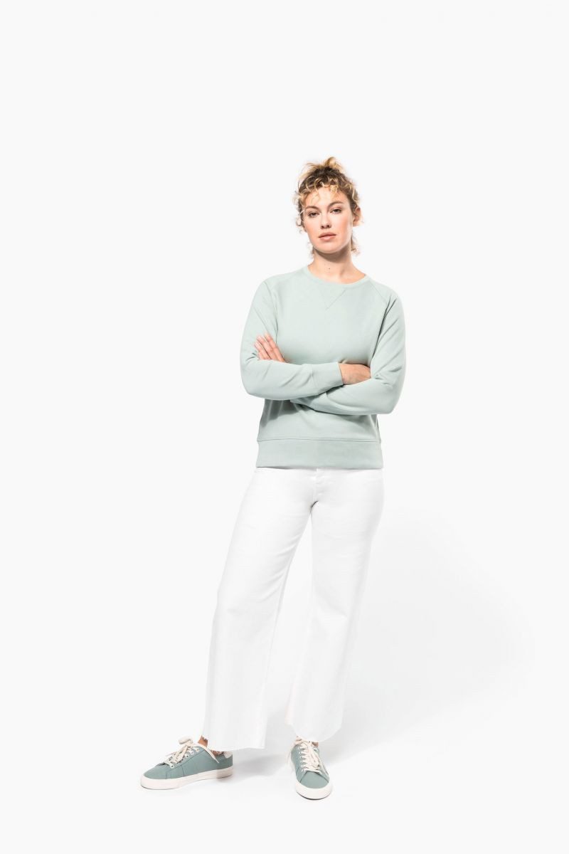 Kariban Sweatshirt Damen Sweatshirt BIO-BAUMWOLLE Rundhalsausschnitt Raglanärme