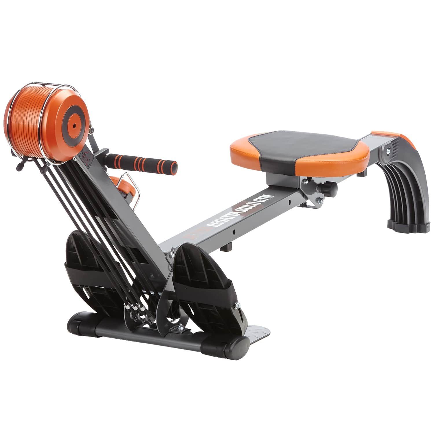 Skandika Rudergerät Regatta Multi Gym Poseidon (orange/grau), 2 in 1 Multi Gym, klappbar, Polyfiber Zugsystem