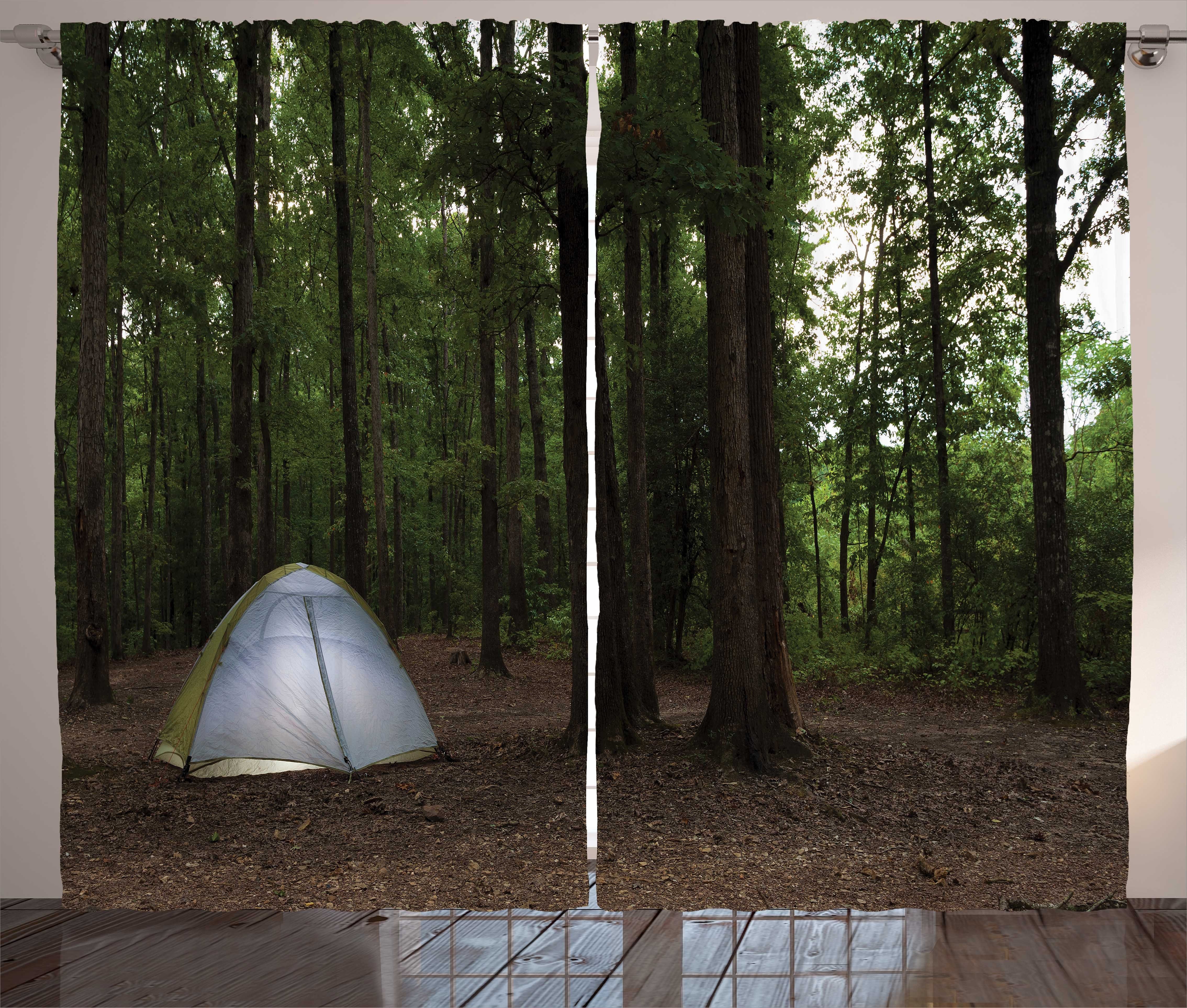 Gardine Schlafzimmer Kräuselband Vorhang mit Schlaufen Wald Zelt im Dunkler Wald Haken, und Abakuhaus