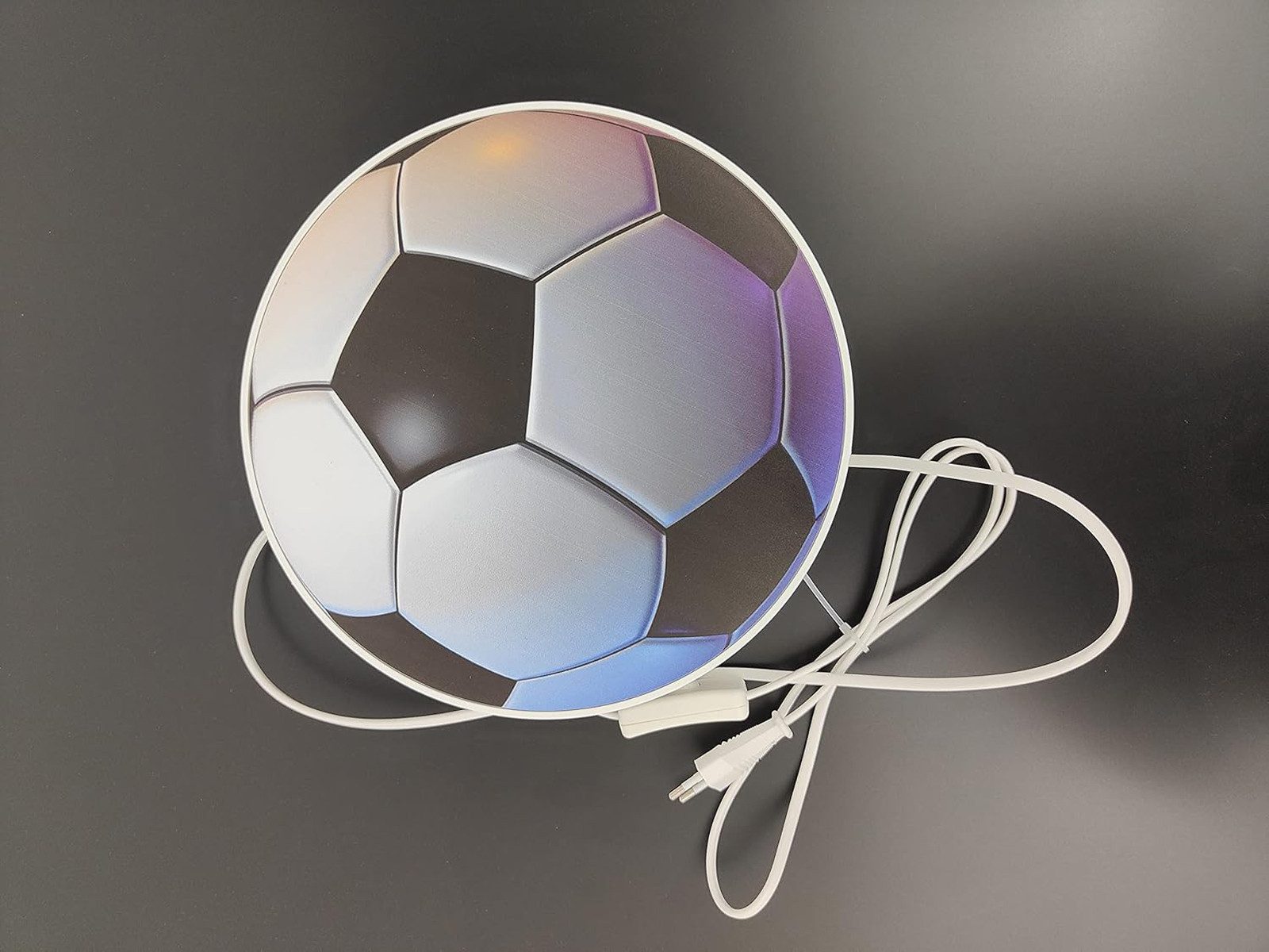 niermann LED Wandleuchte für Kinder mit Schalter & Stecker Ø 25cm, dimmbar, LED wechselbar, Warmweiß, innen Wandlampe mit Kabel & E14 LED, Fußballmotiv Wand Nachttischlampe