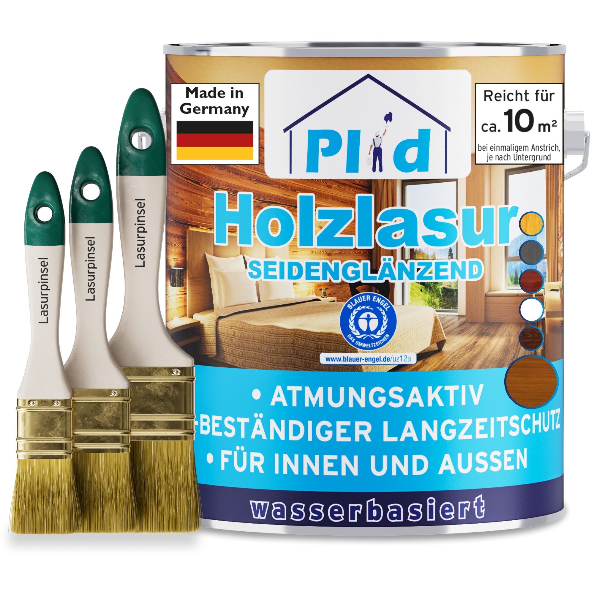 plid Holzschutzlasur Premium Holzlasur Holzschutzlasur Holzschutz Lasurpinsel, Schnelltrocknend