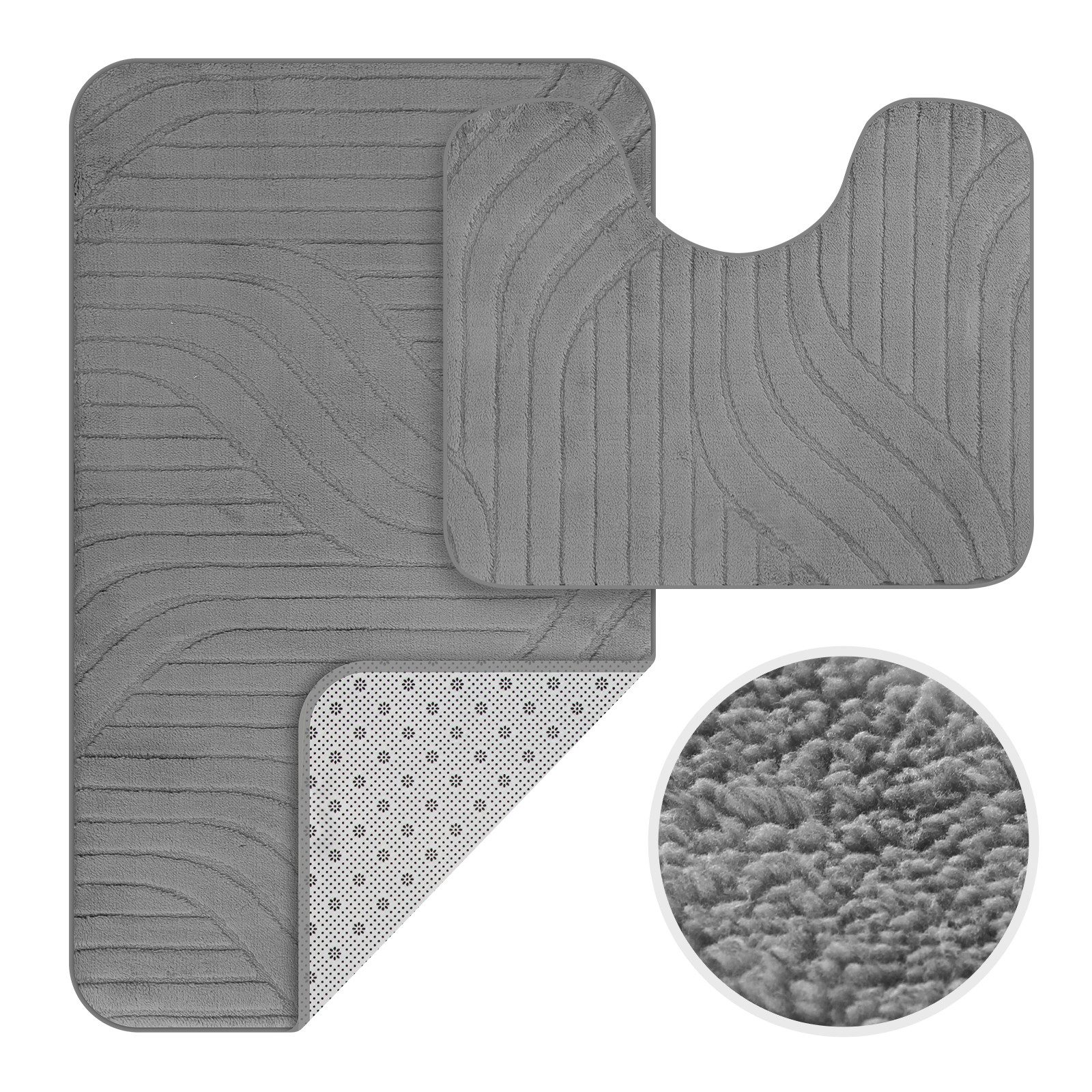 HOMELUX Badematte Badgarnitur 2-teilig mit Ausschnitt, weich & rutschfest, 2BL58, Größe: 50x80cm+40x50cm