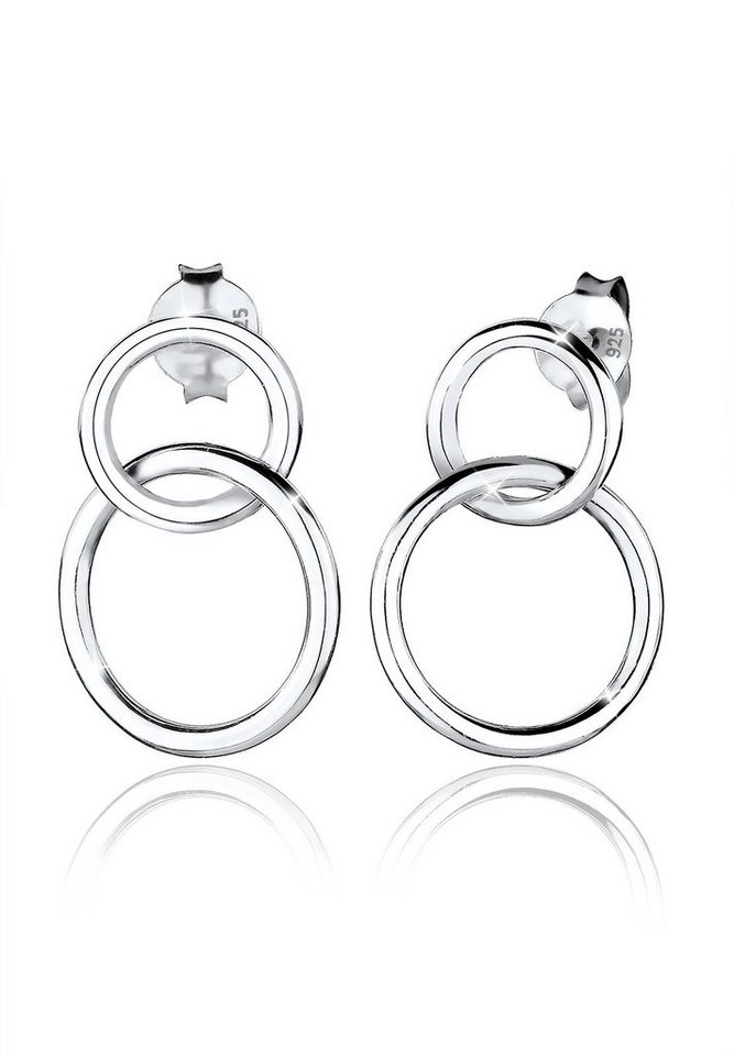 Elli Paar Ohrhänger Kreis Geo Basic Minimal Layer 925 Silber, Geo