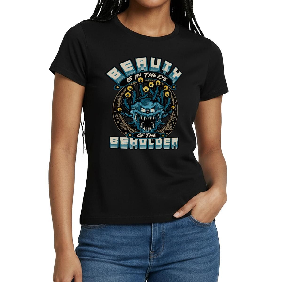 Spreadshirt T-Shirt Dungeons And Dragons Beauth Is In Eye Of Beholder Frauen T-Shirt (1-tlg) Slim Fit, fällt klein aus