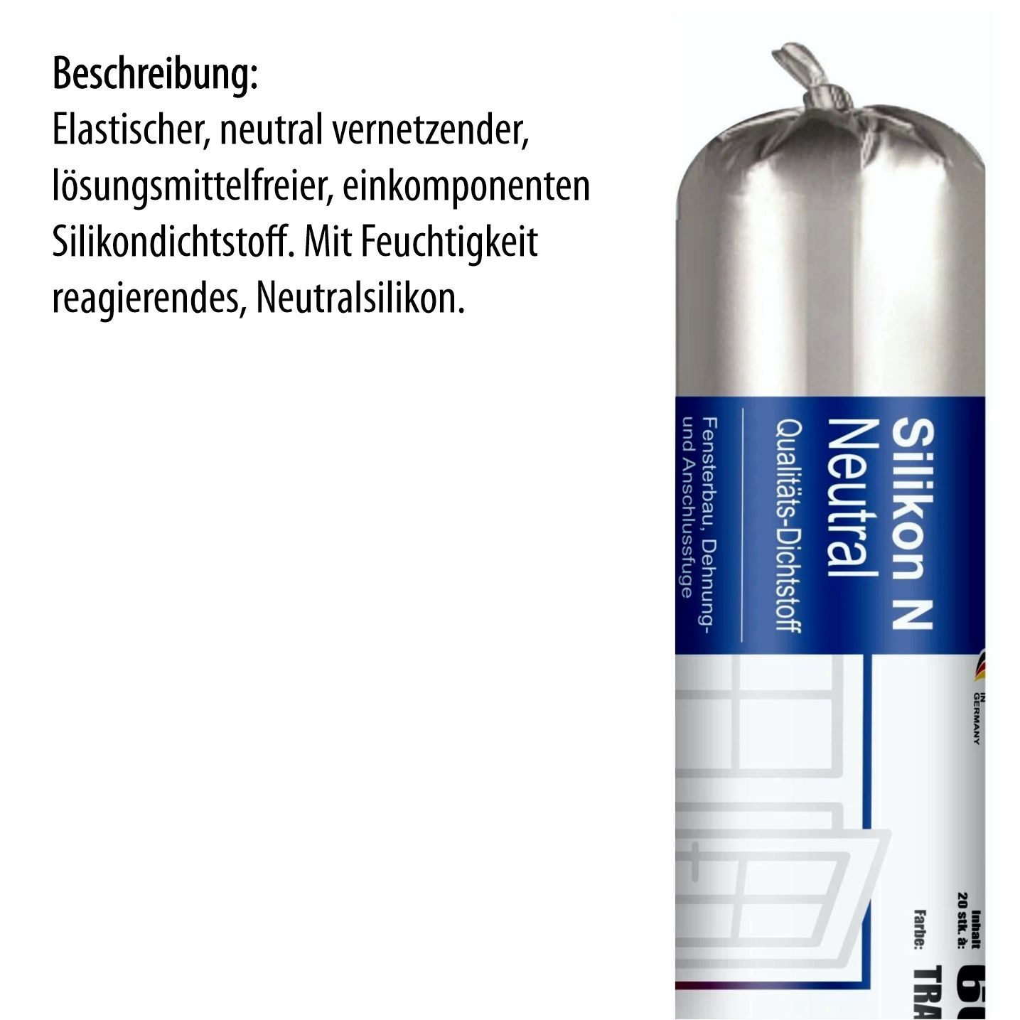 Ravensberger Chemie Silikon N Neutral Transparent - 600 ml Folienbeutel, Silikon, (600 ml Folienbeutel von Ravensberger Chemie), Neutralvernetzendes Silikon für Bau-, Fenster- und Dehnfugen