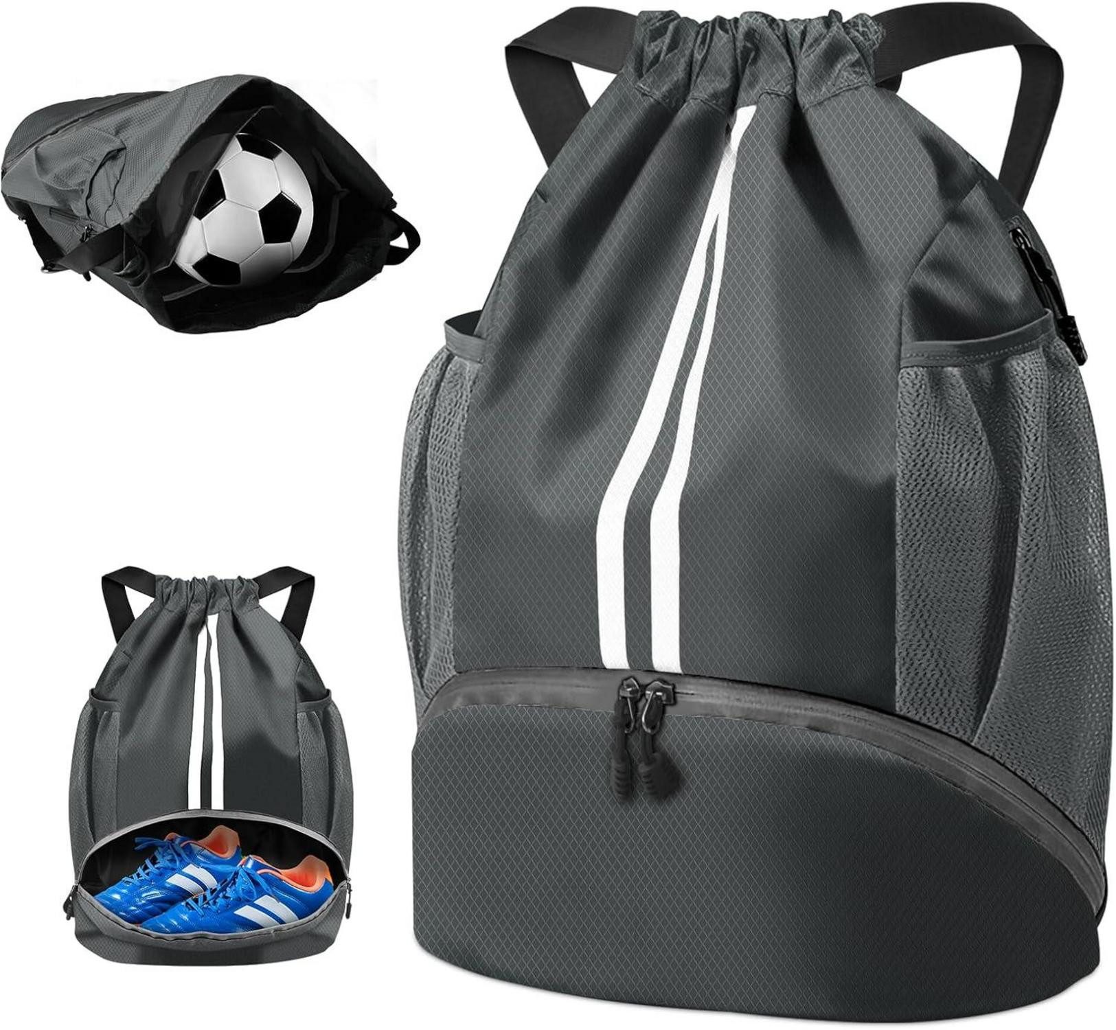 Sporttasche Sporttasche Turnbeutel Fußball Rucksack Kordelzug Gymsack Wasserfest