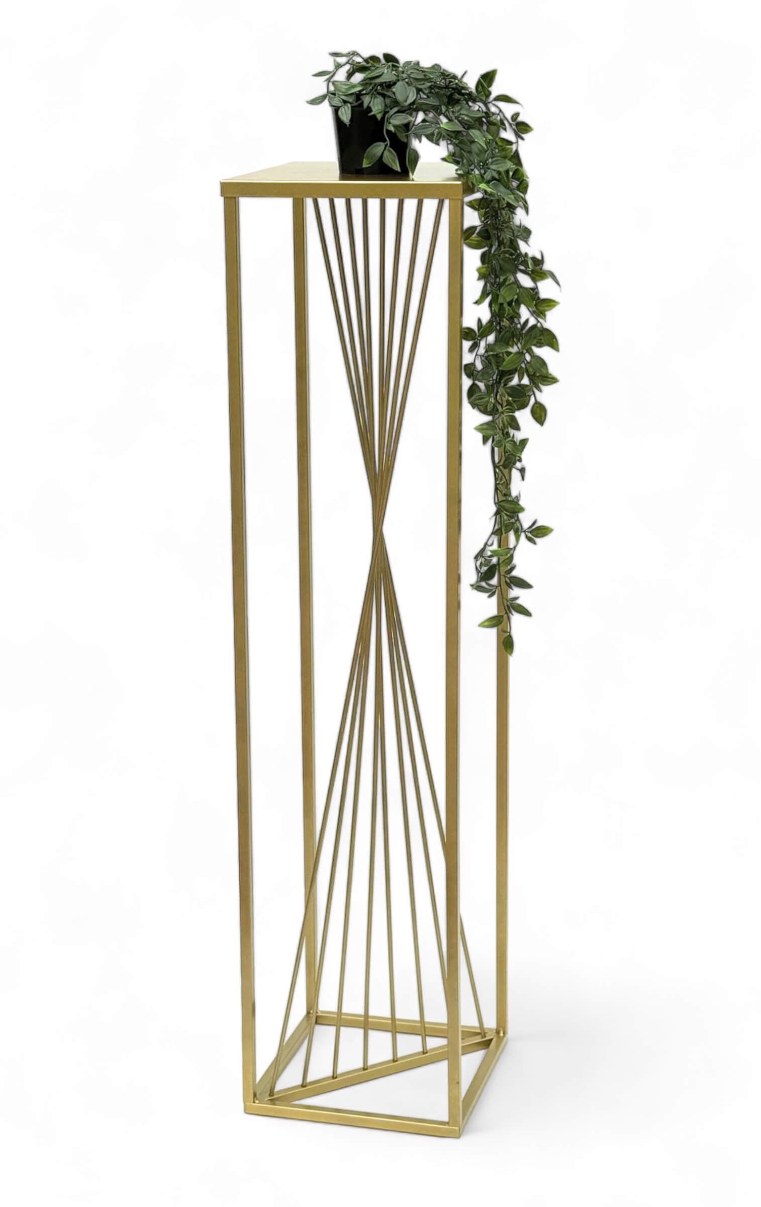 Blumenhocker Metall Gold Eckig 100 cm Blumenständer Beistelltisch