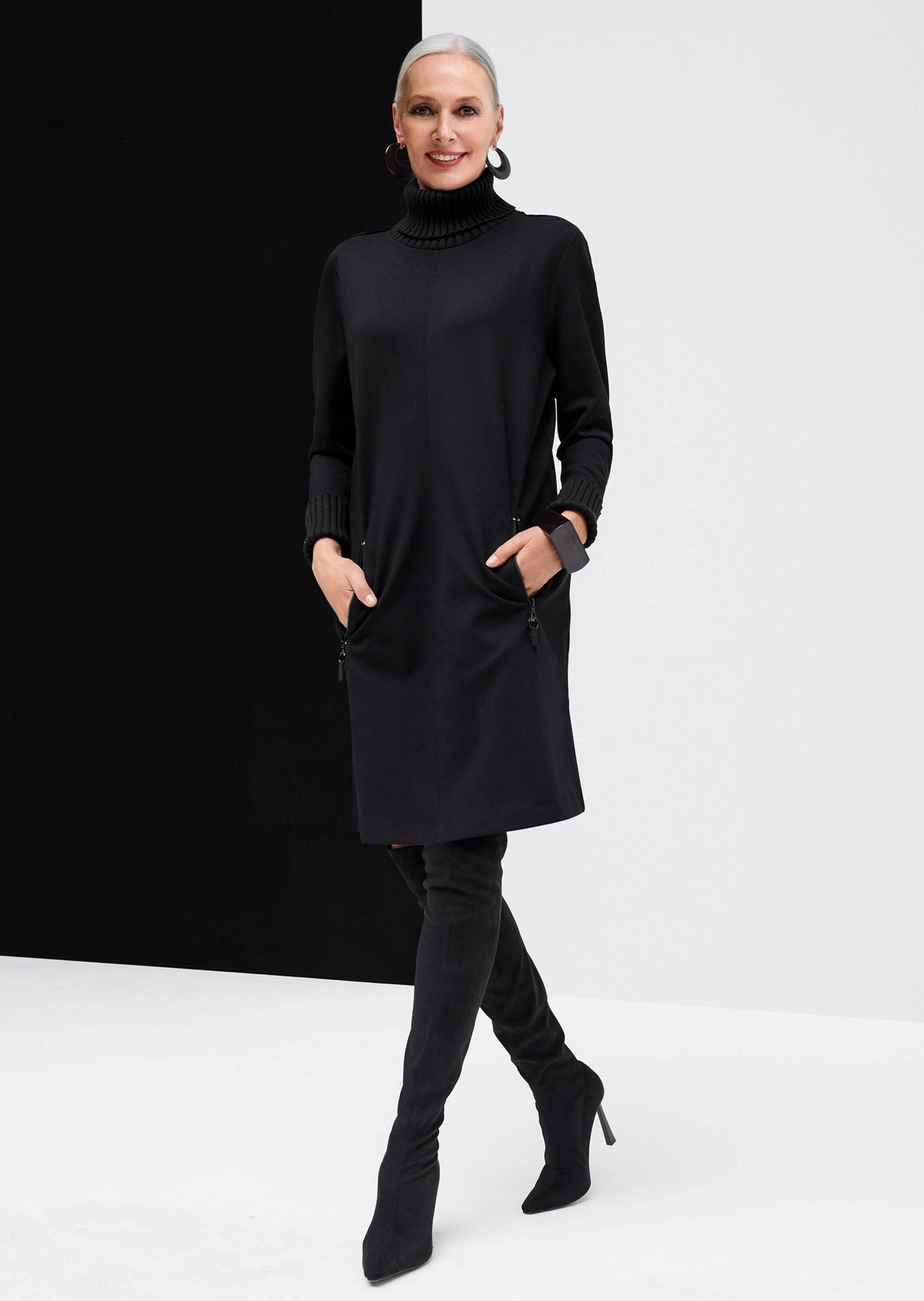 Midikleid Lässiges Kleid mit Rippstrick