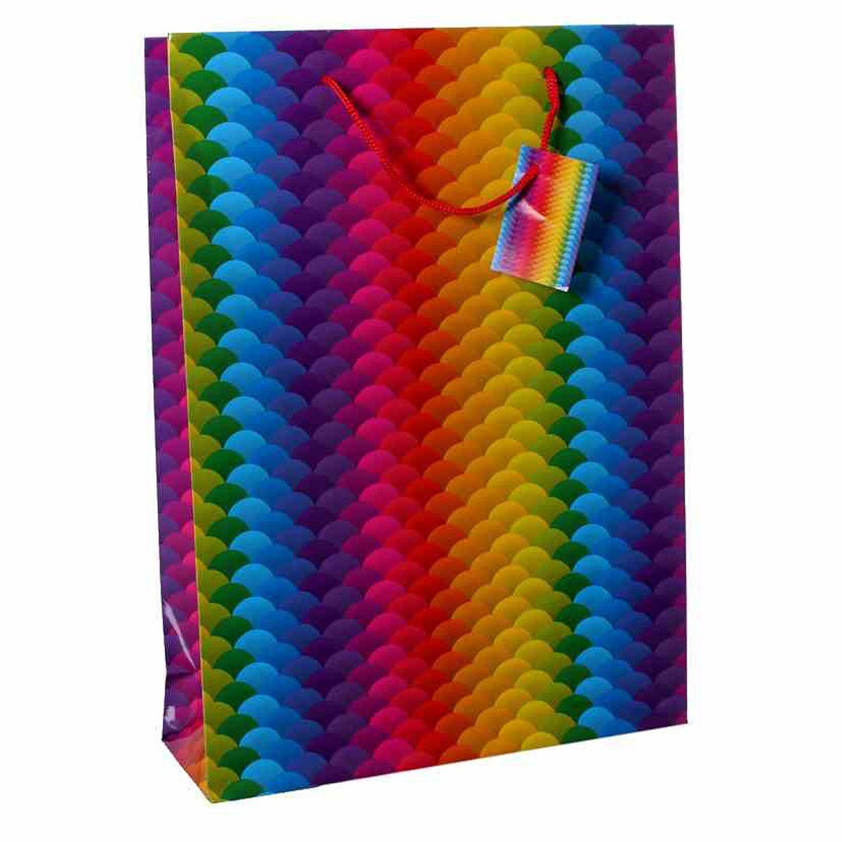 Linoows Tragetasche 10 Stück Geschenktüten `Regenbogen Kugeln`, Tüten, Große Papiertragetaschen