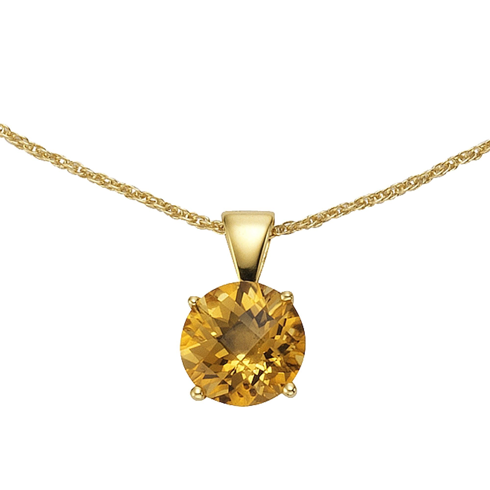 Jamelli Kette mit Anhänger Silber 925 vergoldet 45/42cm lang mit echtem Cit günstig online kaufen