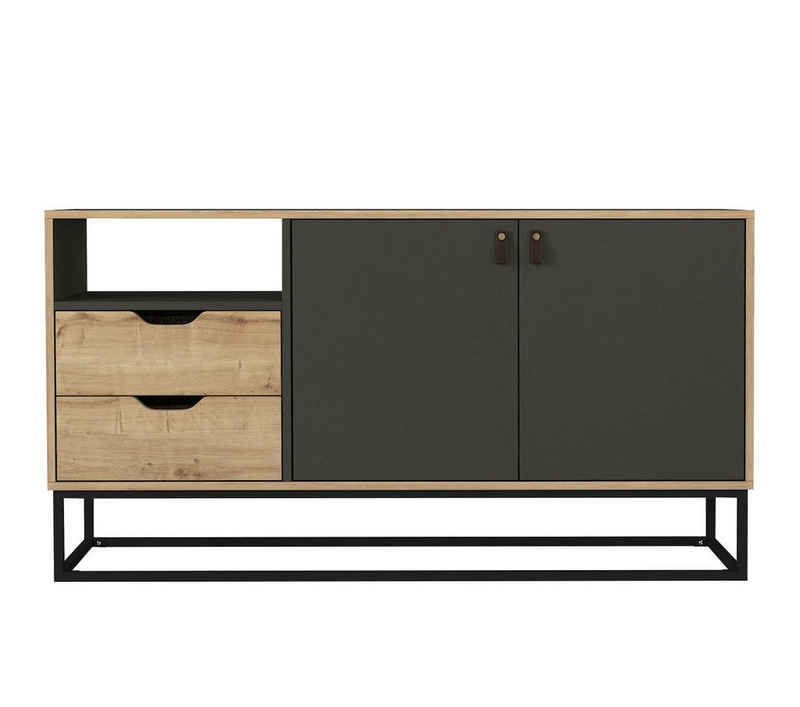 moebel17 Kommode Sideboard Dolores mit Metallfüße Anthrazit Safir