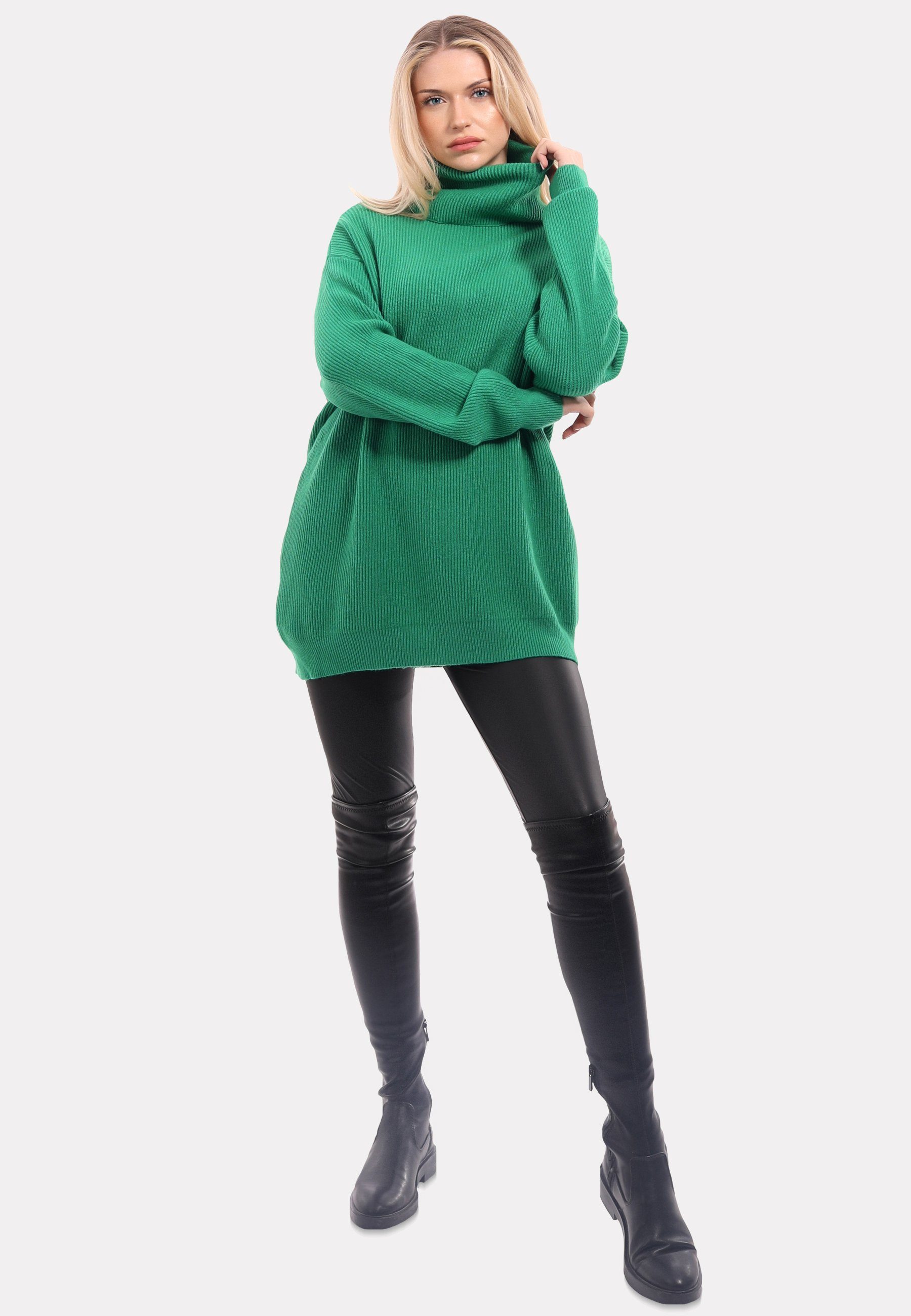Unifarbe Turtleneck Style Fashion Sweater " YC Rollkragenpullover & (1-tlg) "Chic grün in
