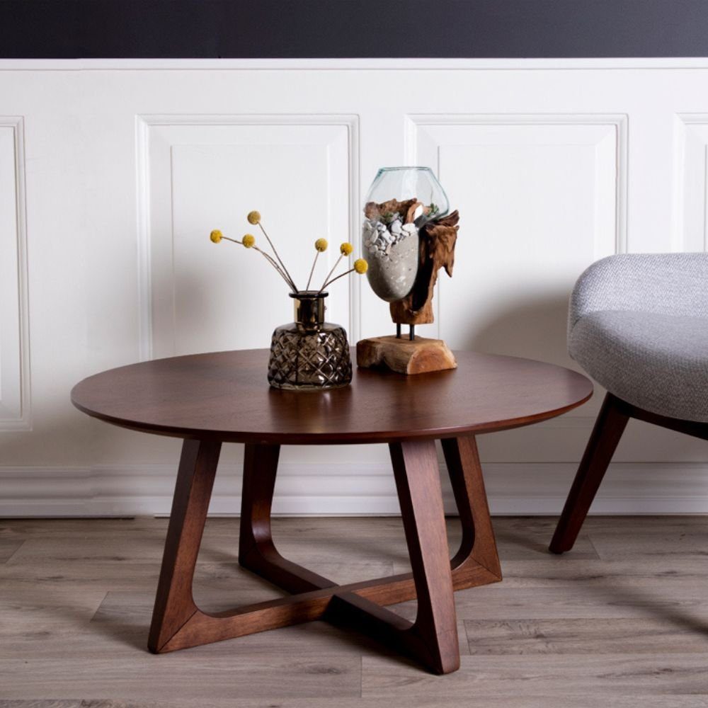 LebensWohnArt Couchtisch Design Couchtisch PURE in Walnuss Furnier Ø 75 cm günstig online kaufen