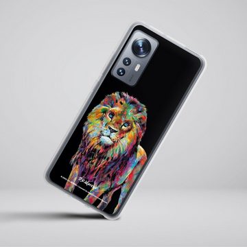 DeinDesign Handyhülle Löwe Tiere Design Lion Colorful Art By P.D. Moreno, Xiaomi 12 5G Silikon Hülle Bumper Case Handy Schutzhülle