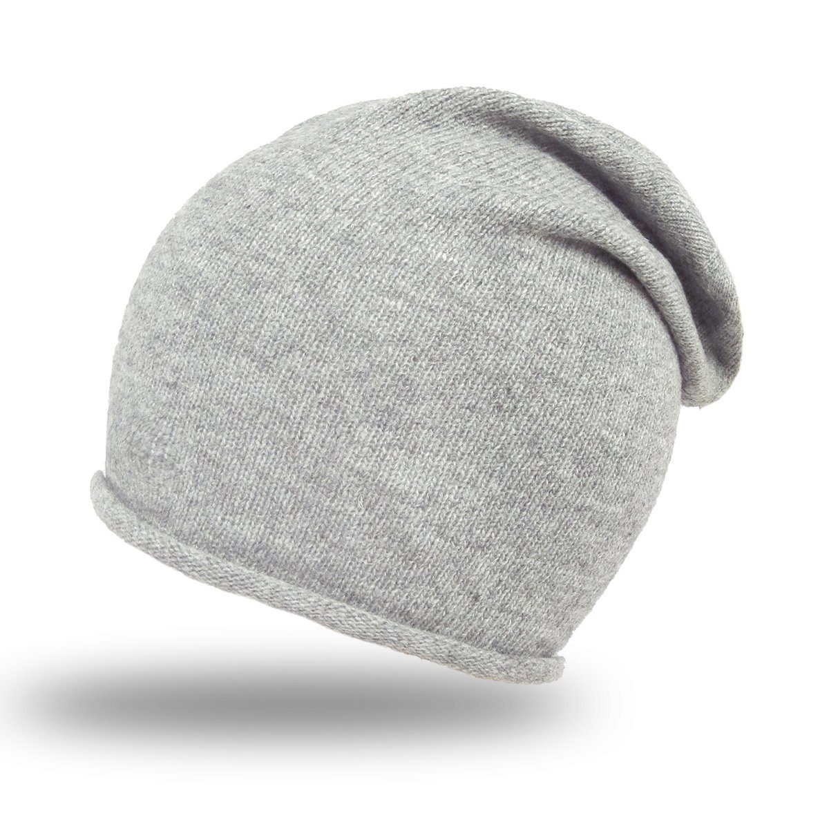 Sonia Originelli Strickmütze Strick Beanie "Uni" Strickmütze Wolle Premium Einfarbig hellgrau