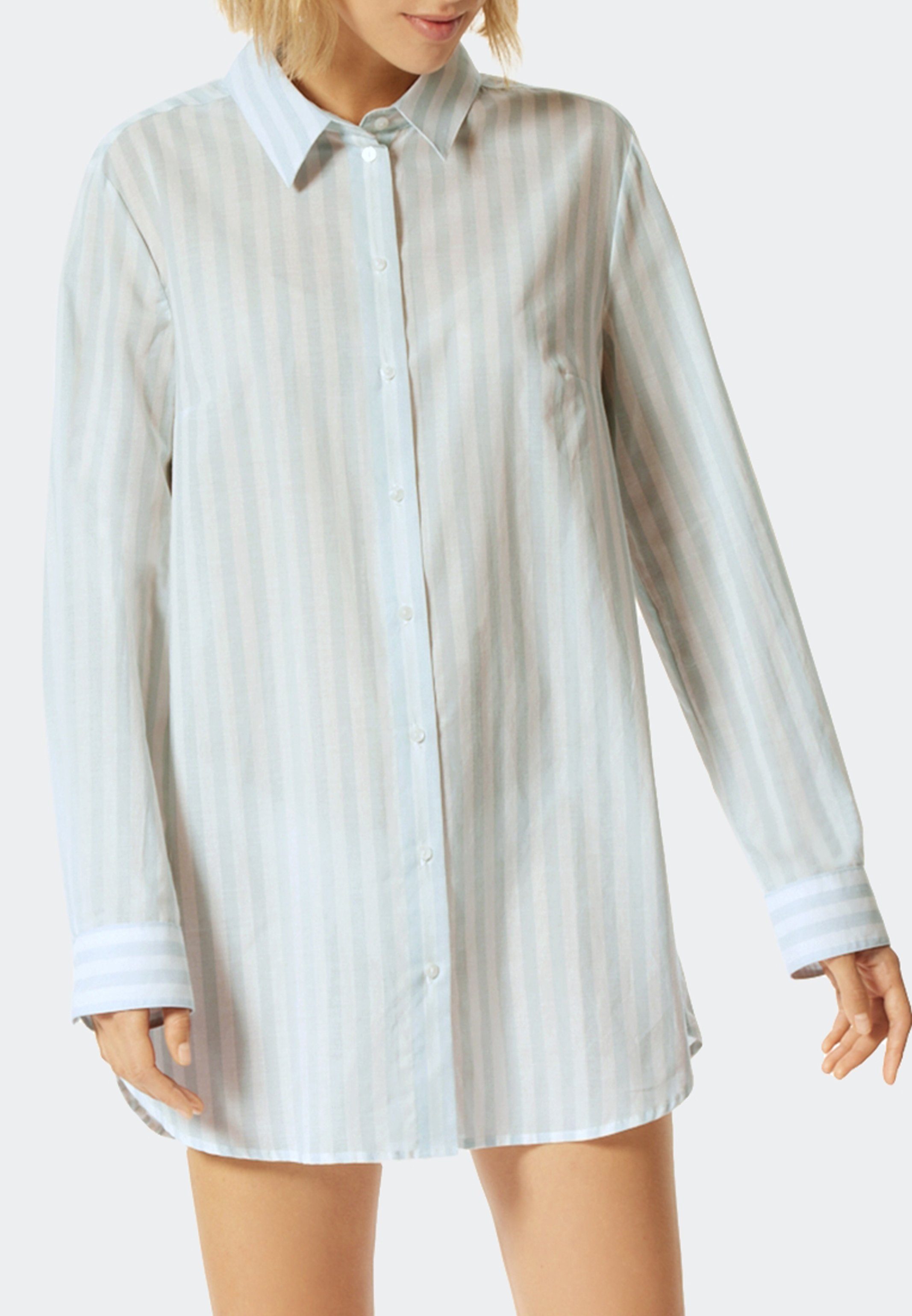 - Nachthemd - Nachthemd Pyjama Hellblau Story (1-tlg) Schiesser Baumwolle