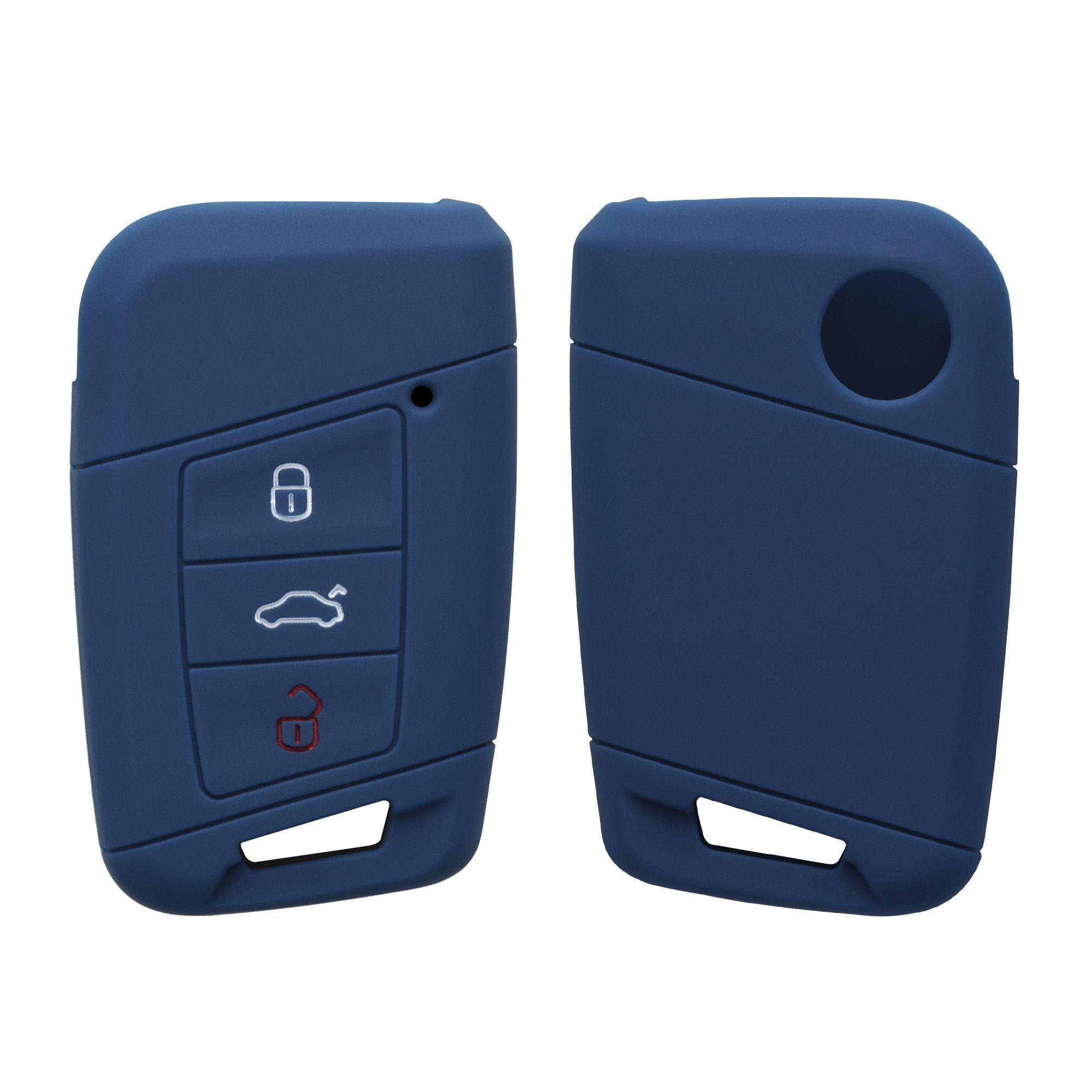 kwmobile Schlüsseltasche Autoschlüssel Silikon Hülle Schlüsselhülle für Case VW, Cover Dunkelblau Schlüssel