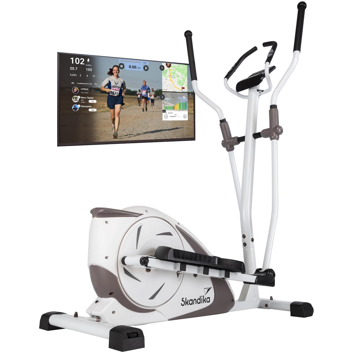 Skandika Crosstrainer Fint (weiss), Heimtrainer mit Bluetooth, App-Steuerung