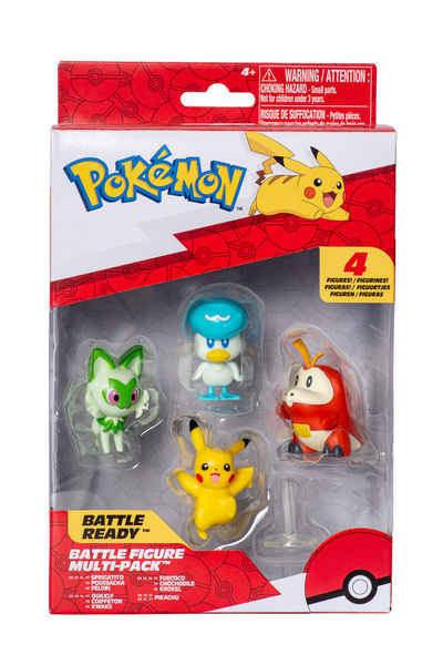 Jazwares Spielfigur Pokémon - Battle Figur 4er Pack - Krokel, Felor, Kwaks & Pikachu (NEU