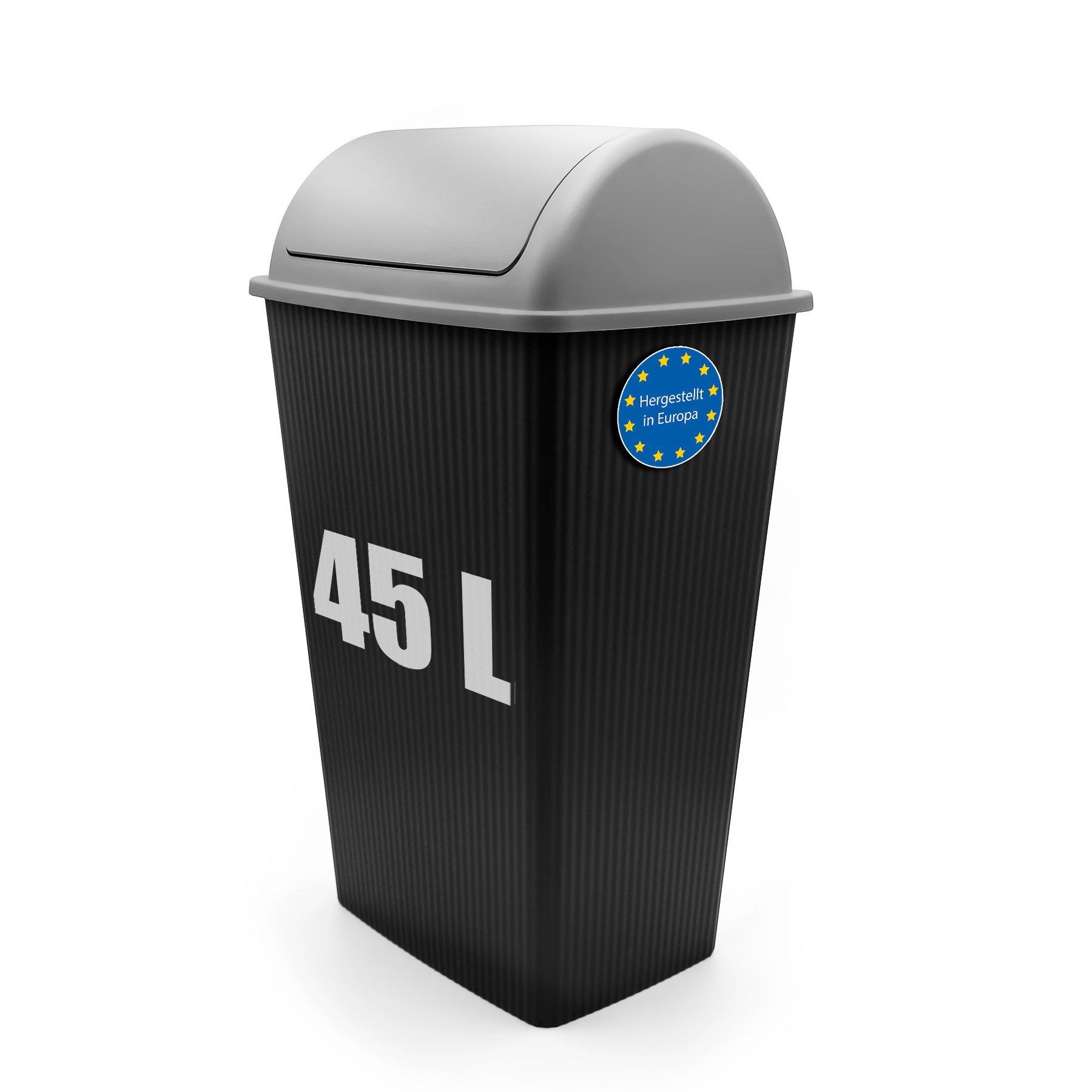 BigDean Mülleimer Mülleimer mit Schwingdeckel 45 L Anthrazit, Schlagfester Kunststoff, Funktional, Stilvoll, Umweltfreundlich