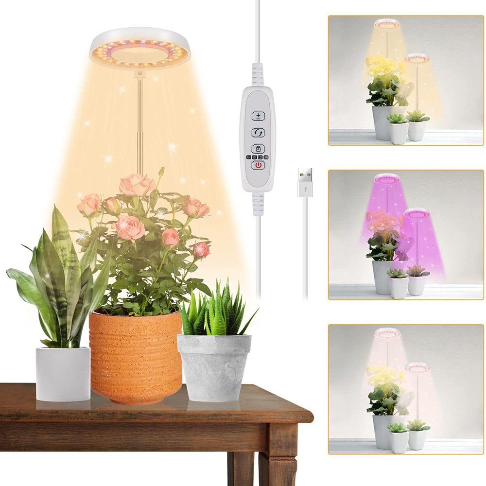 Sunicol Pflanzenlampe Vollspektrum,für Zimmerpflanzen Topfpflanzen drei Timer modi, Helligkeit, einstellbare Samen
