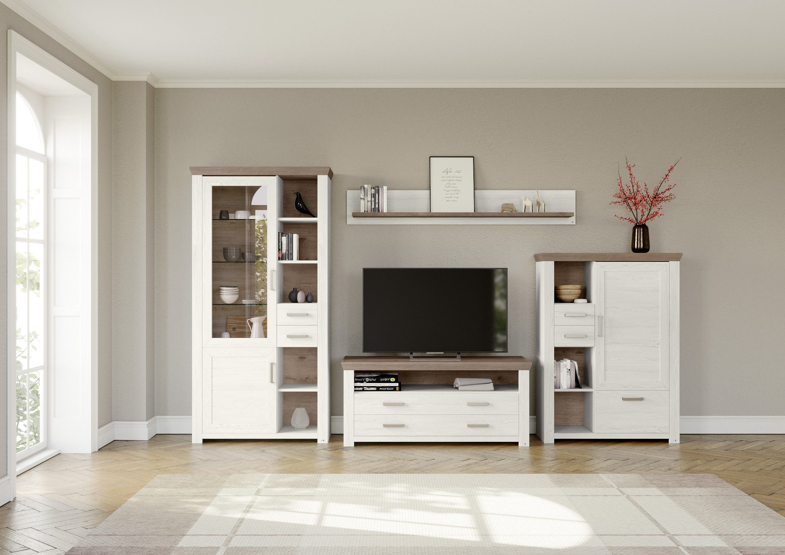 set one by Musterring Wohnwand York, (4-St), Kombination mit 4 Teilen, in 3 Farbvarianten, Gesamtbreite 370 cm