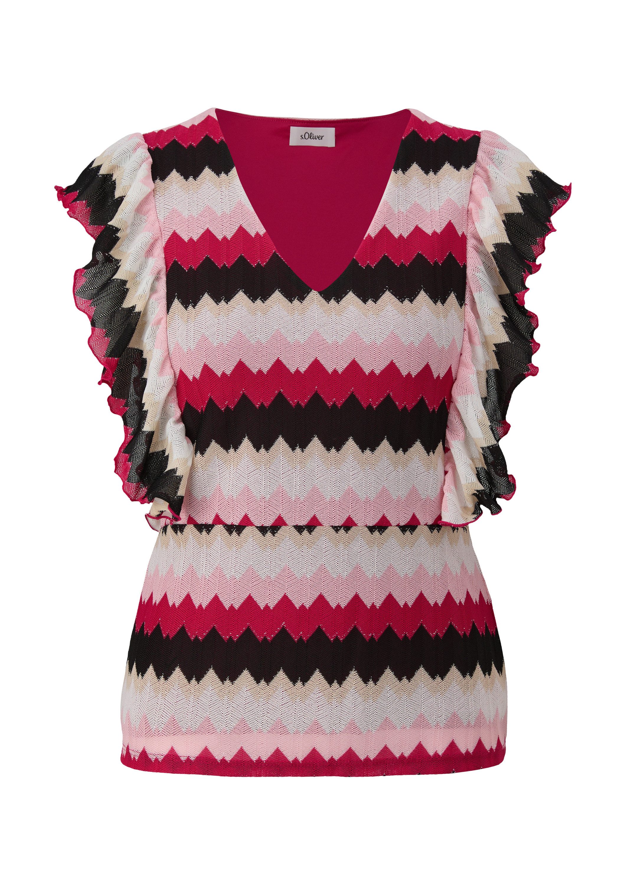 s.Oliver Kurzarmshirt T-Shirt Shirt mit Volantärmeln günstig online kaufen