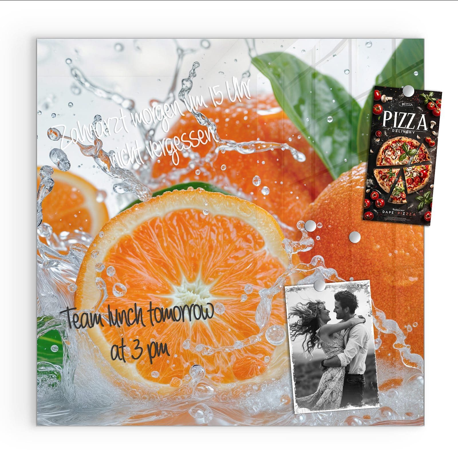 Primedeco Magnettafel Glas Spritzige Orangen Pinnwand günstig online kaufen