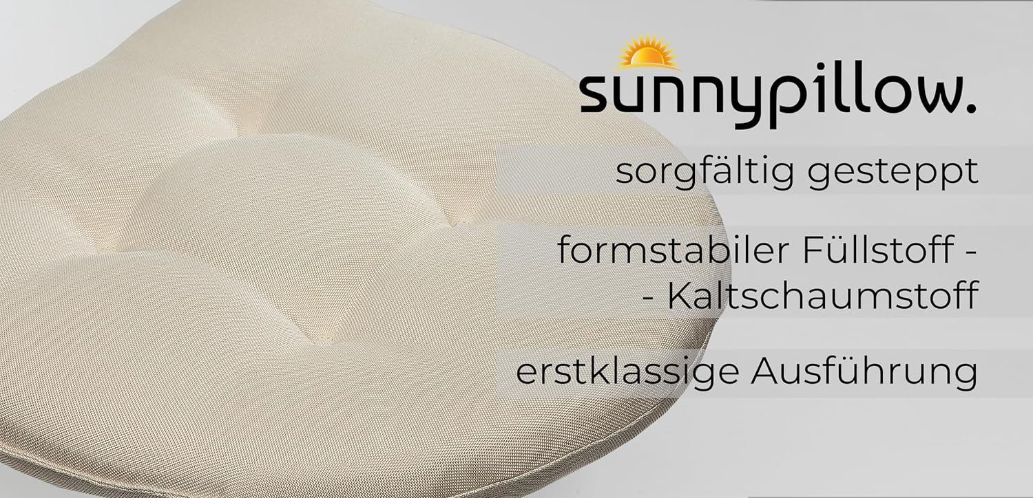 sunnypillow Stuhlkissen 4er Set Auflage 40x40 für Stühle, Bänke in Haus und Garten dick 5cm, Sitzkissen Sitzauflage Stuhlauflage Gartenkissen Esszimmerstuhl