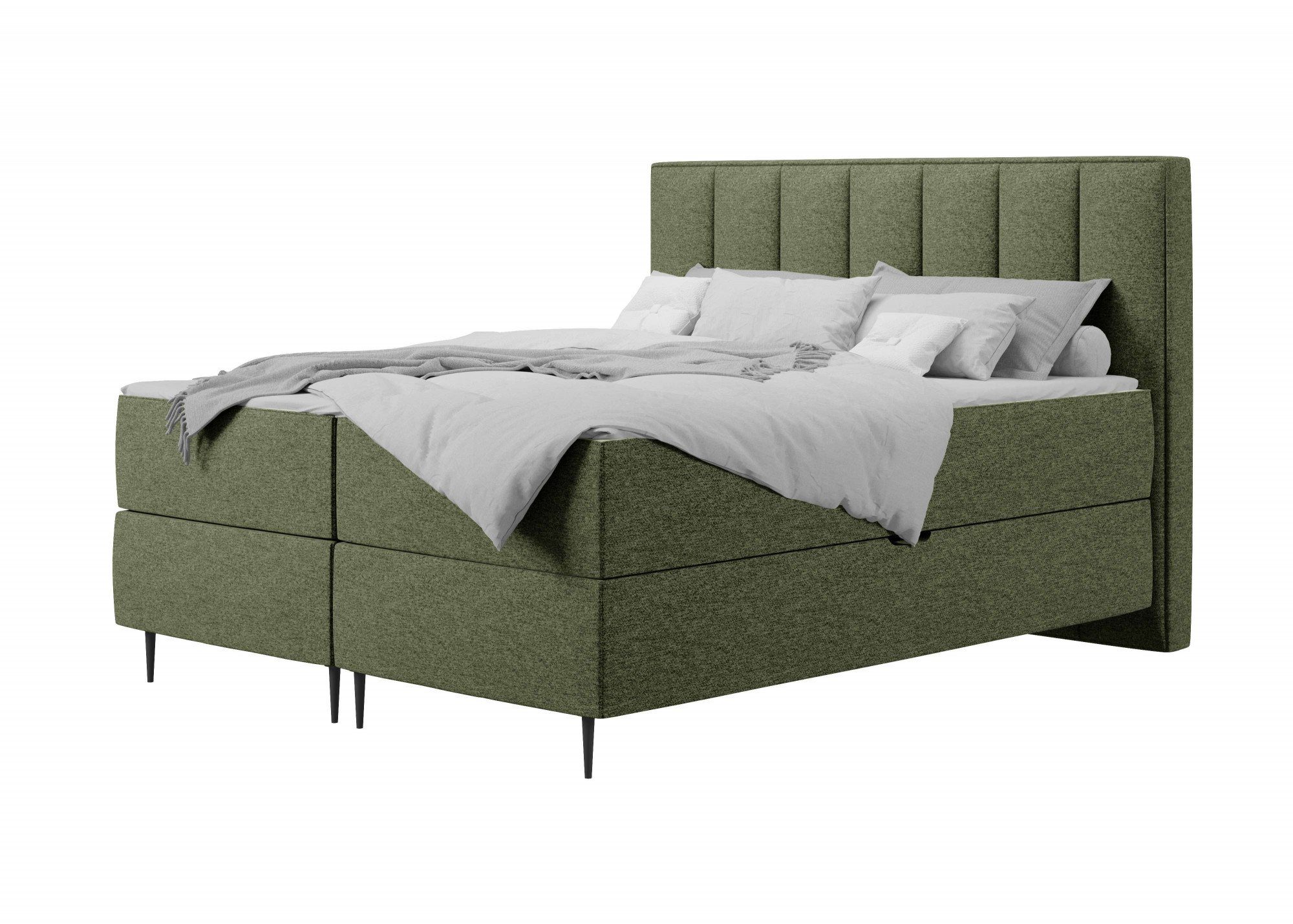 Places of Style Boxbett Rita, mit Taschen-Federkernmatratze und Bettkasten grün