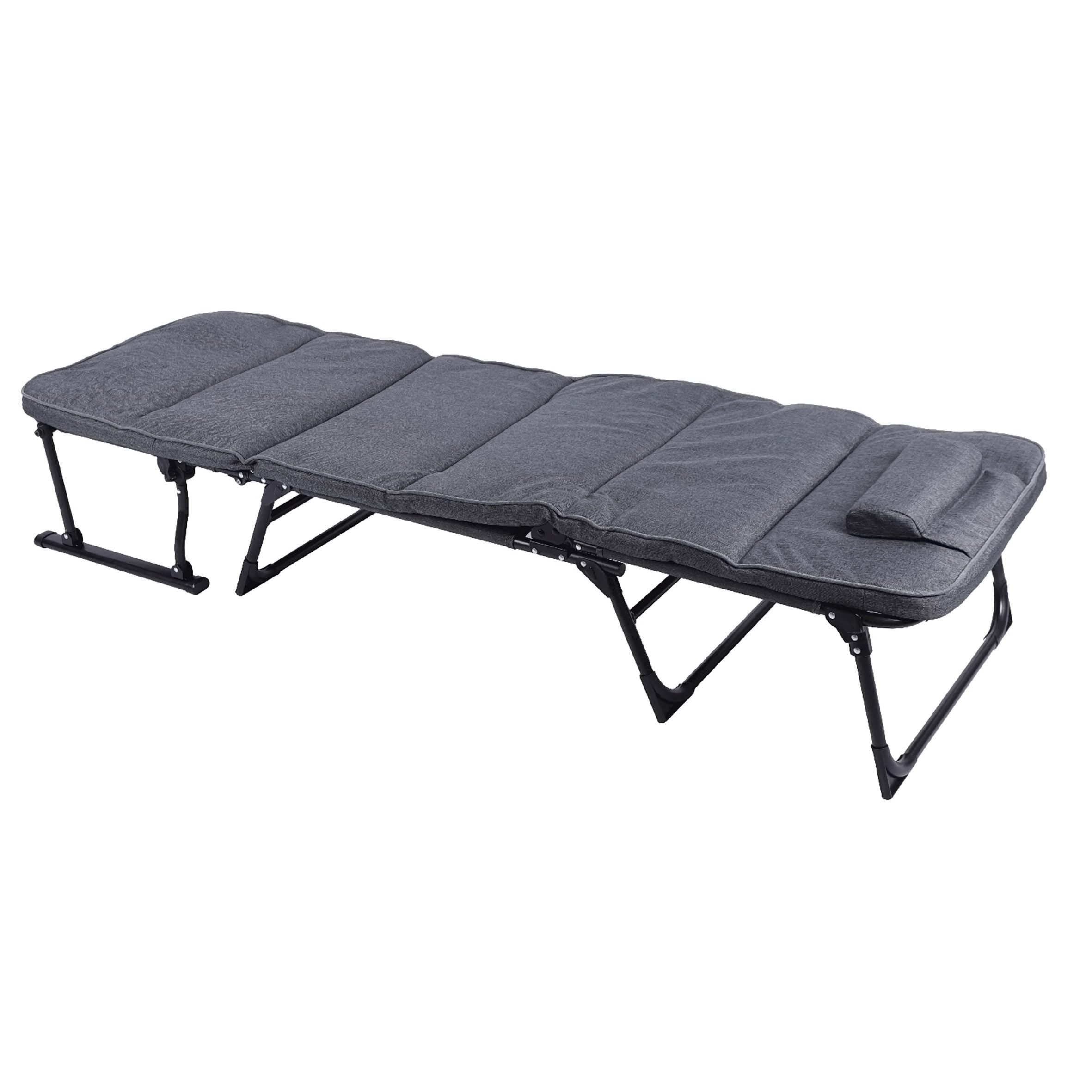 Spetebo Gartenliege 2in1 multifunktionale Sonnenliege klappbar grau - 181 x 59 cm, Stück, 1 St., Gartenliege, Garten Liegestuhl inklusive Polsterauflage – Bild 2 von 5