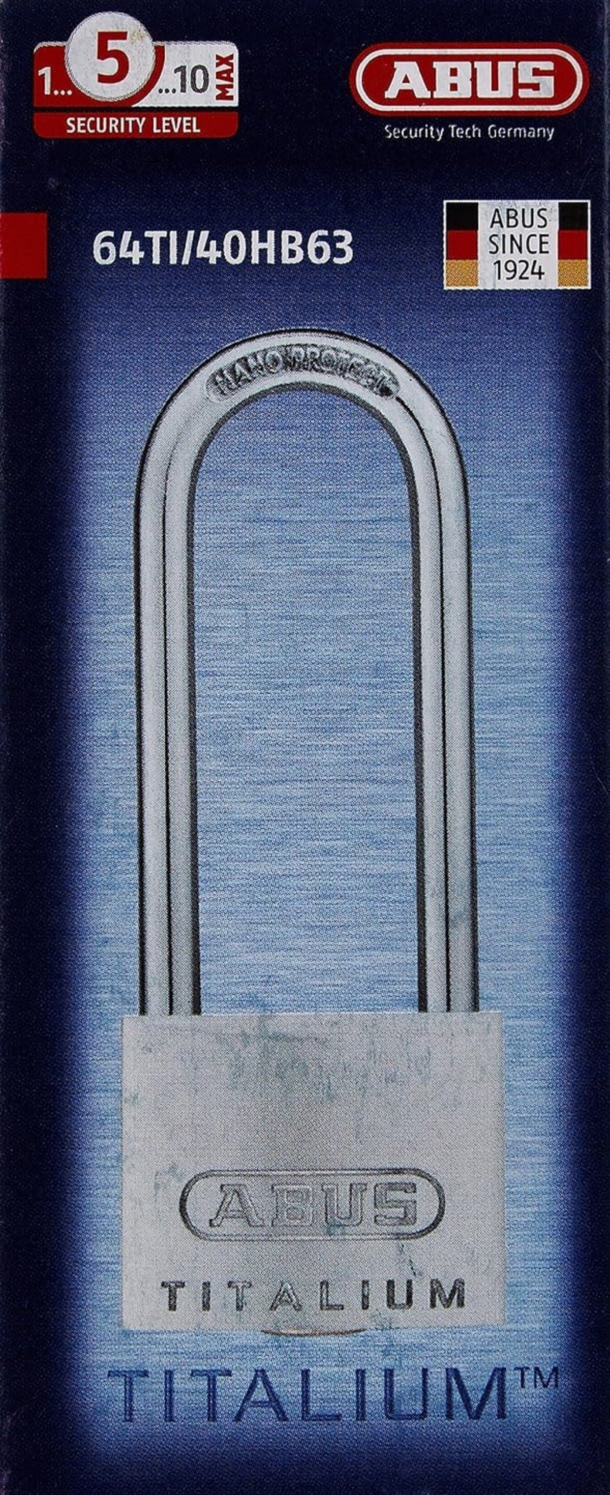 ABUS Vorhängeschloss Vorhängeschloss Titalium 64TI gleichschließend und mit hohem Bügel, (2-tlg) – Bild 4 von 4