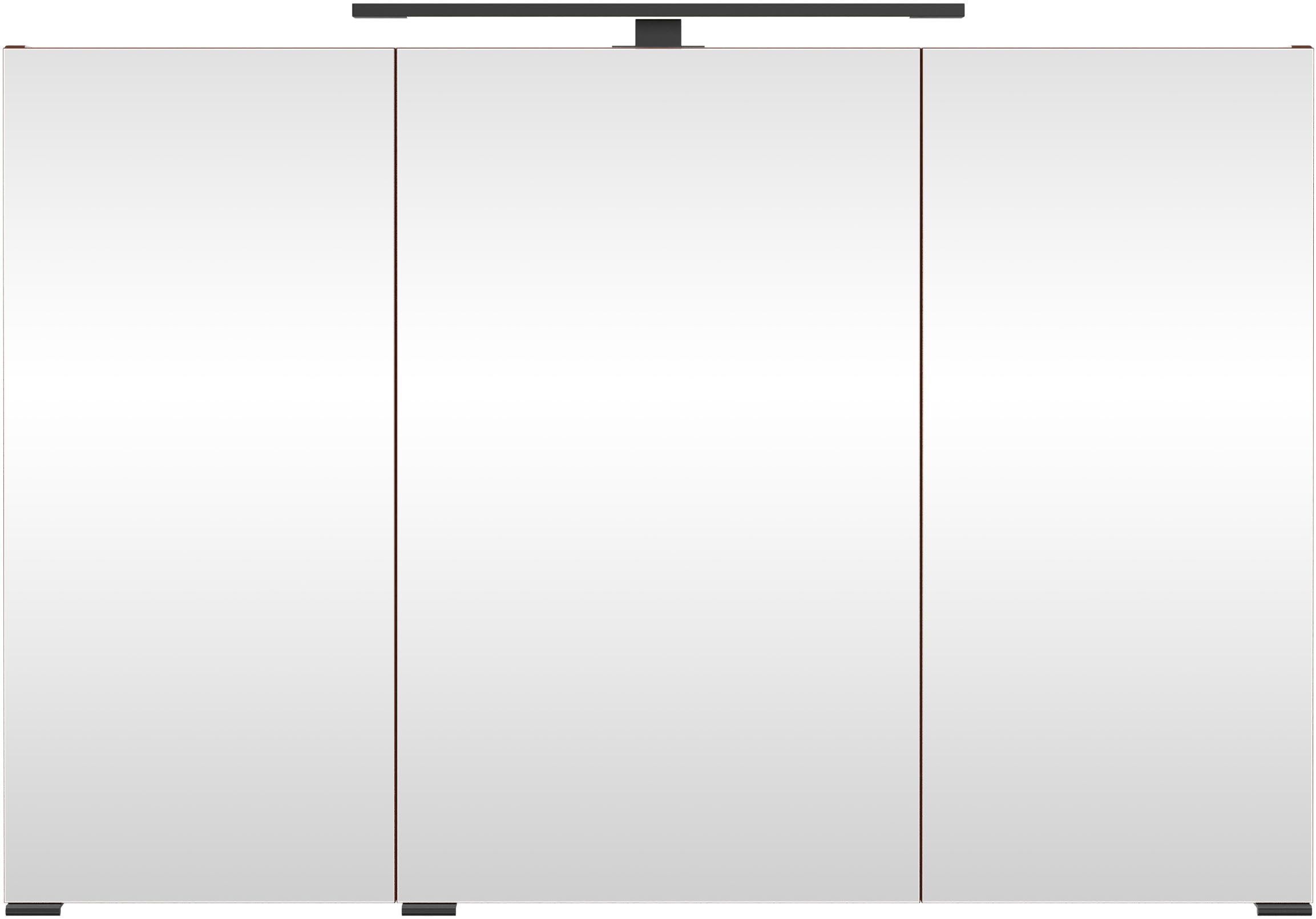 welltime Spiegelschrank SALVADA, 3D-Spiegelschrank 100 cm, gedämpfte Scharniere, LED-Lampe Rot, Front und Korpus aus hochwertigen MDF, Anti-Finger-Print