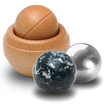 BodyRoller Massageball Massageroller Elements, Massagegerät mit Handteil und Kugel aus Buchenholz