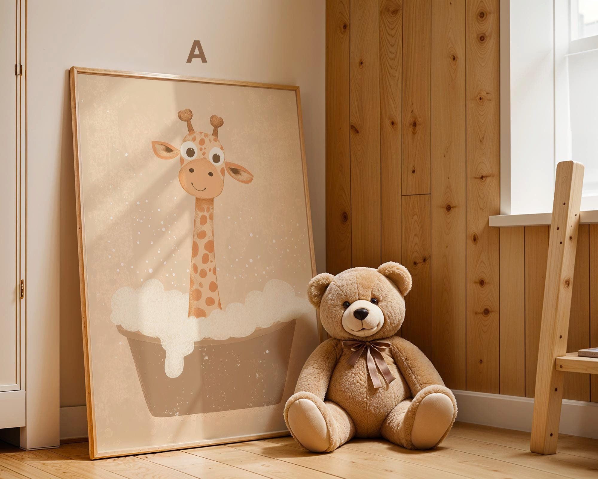 JUSTGOODMOOD Poster Premium ® Giraffe Löwe Bär Biene Schwein Schaf Kinderzimmer, B Löwe (1 St), verschiedene Größen wählbar – Bild 5 von 5