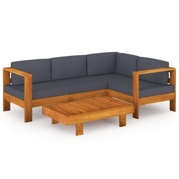 vidaXL Garten-Essgruppe 5-tlg Garten Lounge Set mit Dunkelgrauen Auflagen Akazienholz Holz Sit