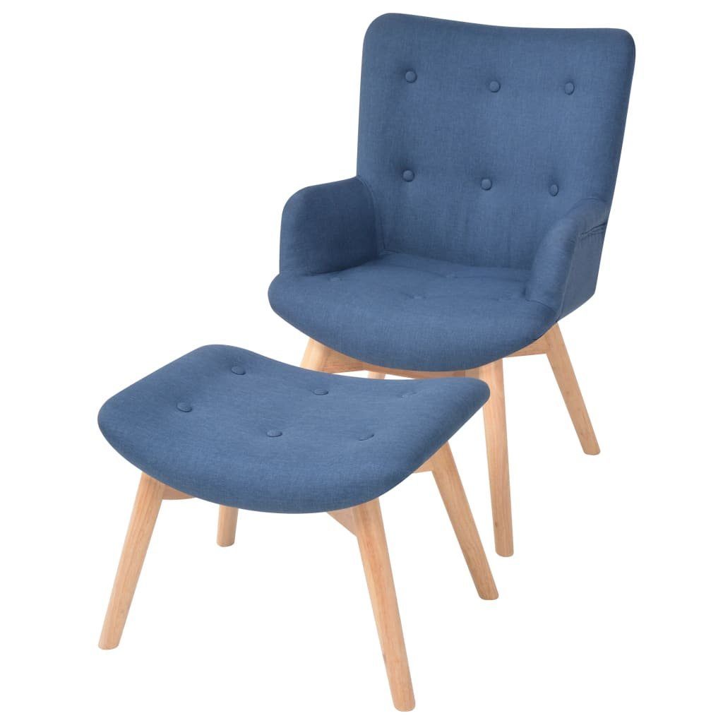 vidaXL Sessel Sessel mit Fußhocker Blau Stoff (1-St)