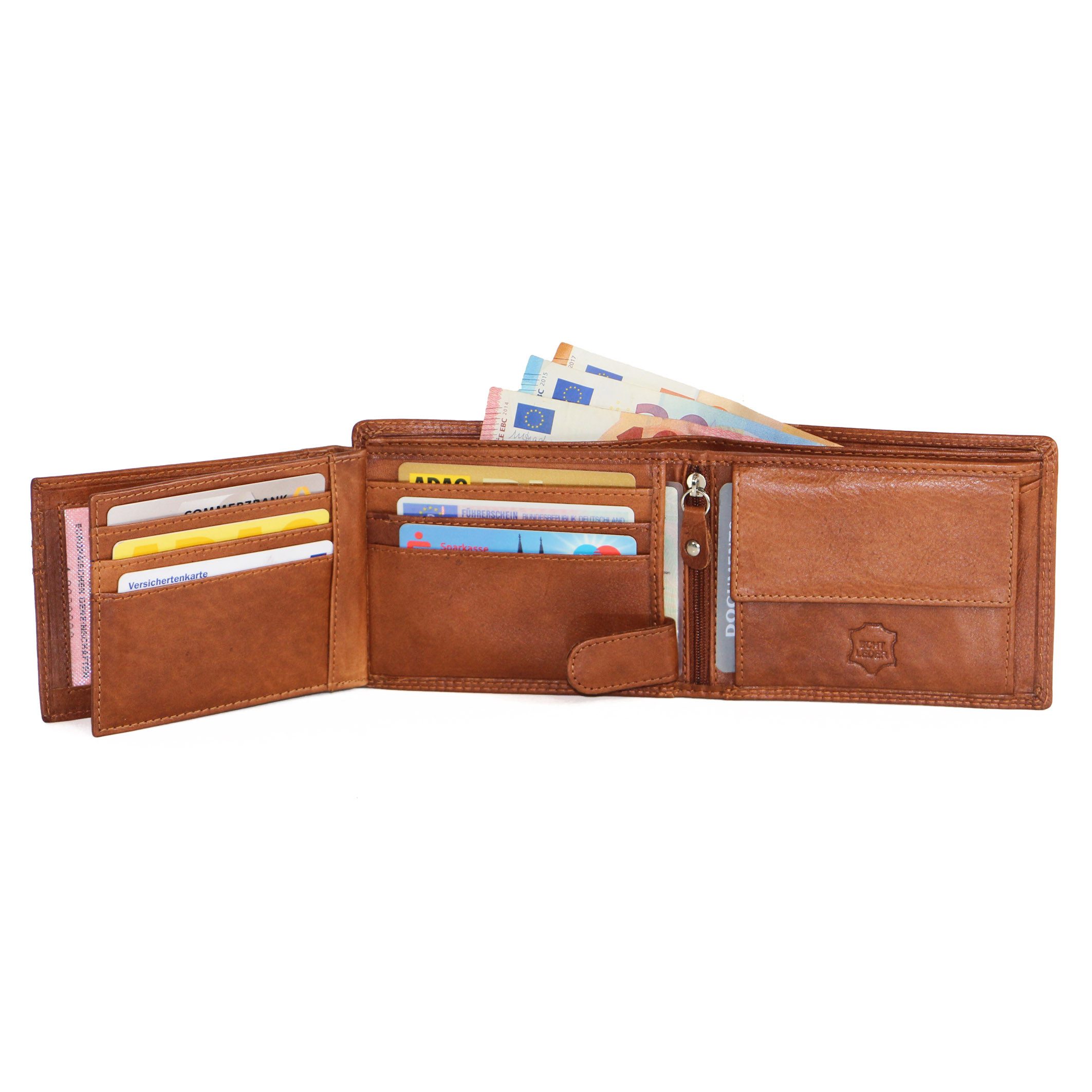 ALMADIH Brieftasche Leder P2Q Portemonnaie RFID Schutz Börse Geldbörse Geldbeutel