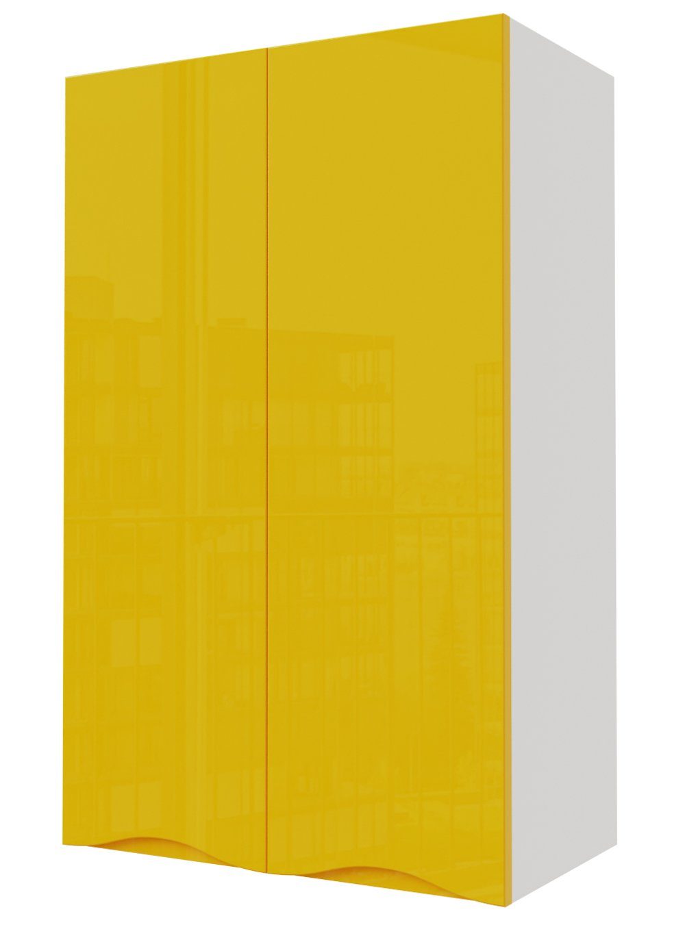 Feldmann-Wohnen Korpusfarbe grifflos wählbar Napoli Hochglanz RAL 60cm 2-türig lichtgrün und Klapphängeschrank Front- 6027 (Napoli)