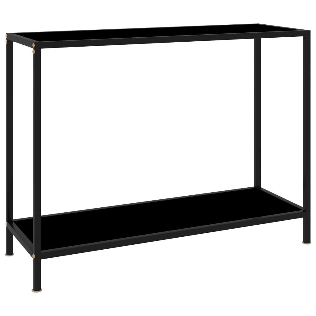 vidaXL Beistelltisch aus Stahl mit Glasböden in Schwarz (LxBxH: 100x35x75 cm)