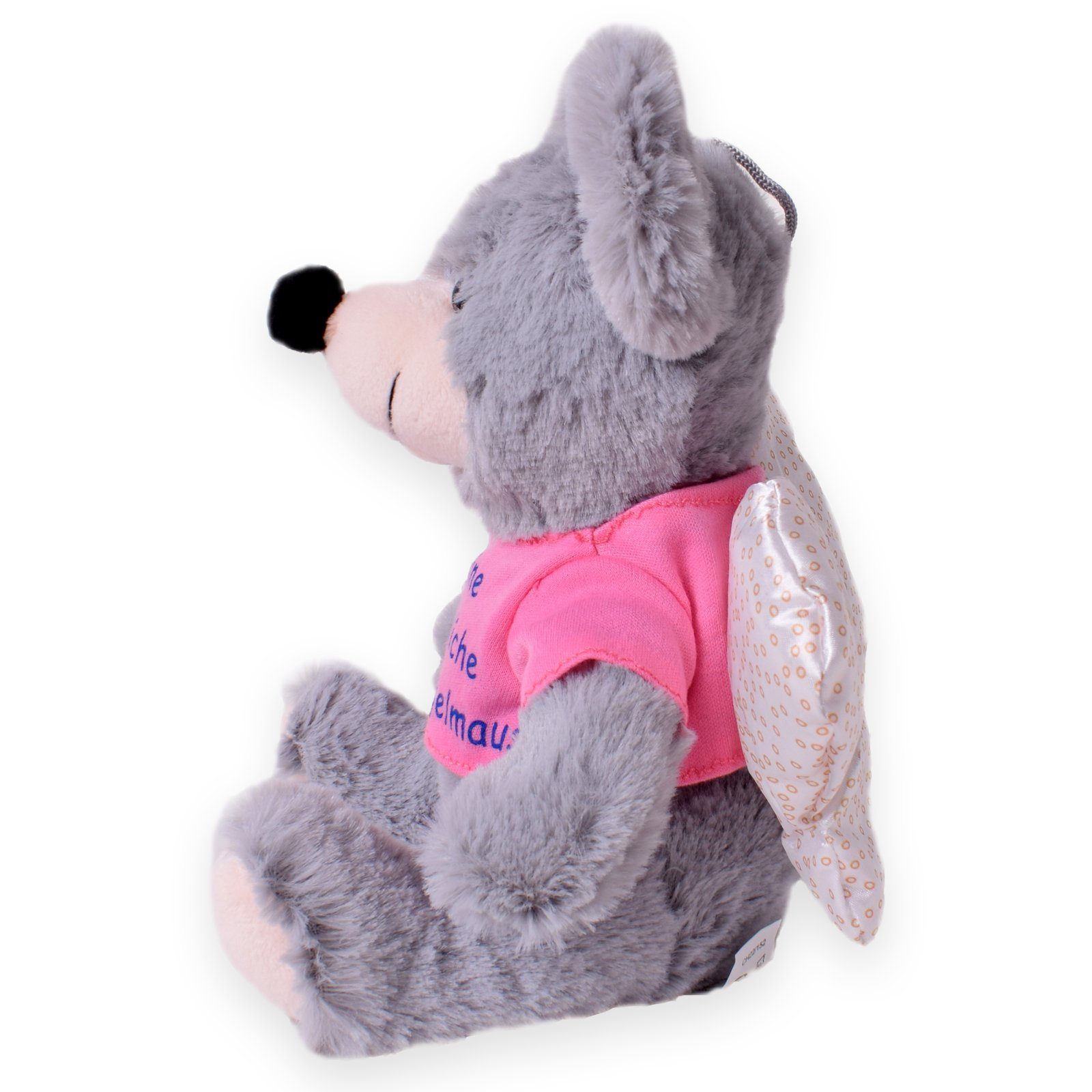 TE-Trend Kuscheltier Maus 25 cm Schutzengel Plüschtier Glücksbringer Engel, mit T-Shirt - Deine persönliche Schutzengelmaus
