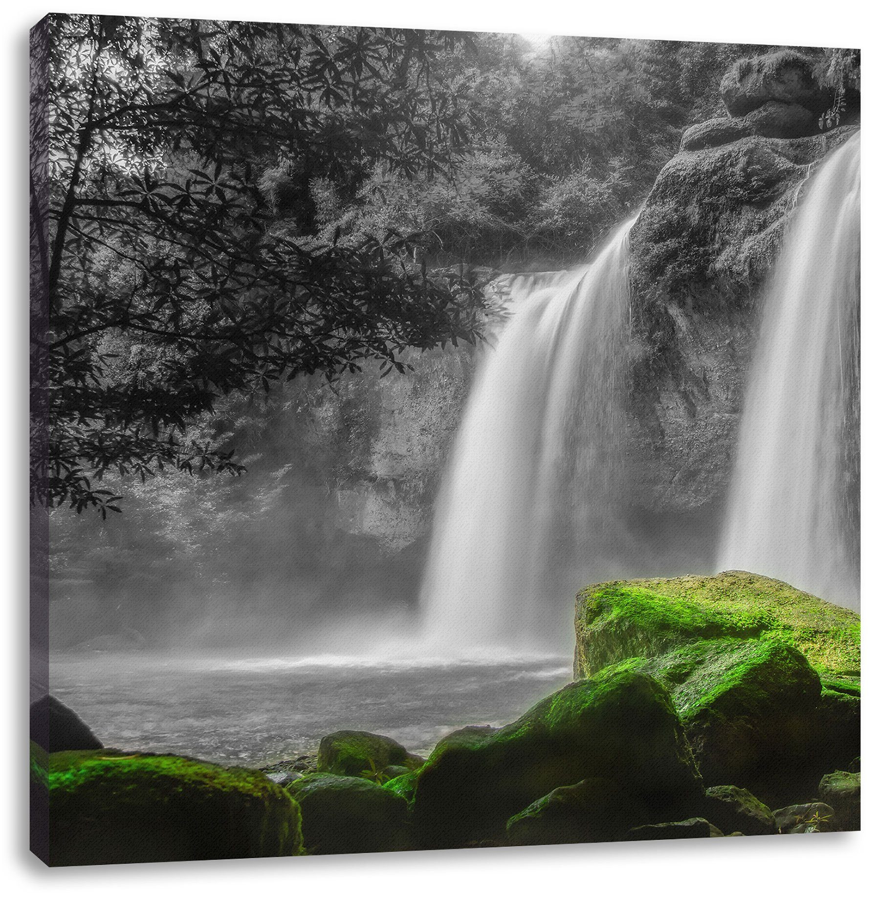 Pixxprint Leinwandbild Wasserfall im Dschungel, Wasserfall im Dschungel (1 St), Leinwandbild fertig bespannt, inkl. Zackenaufhänger