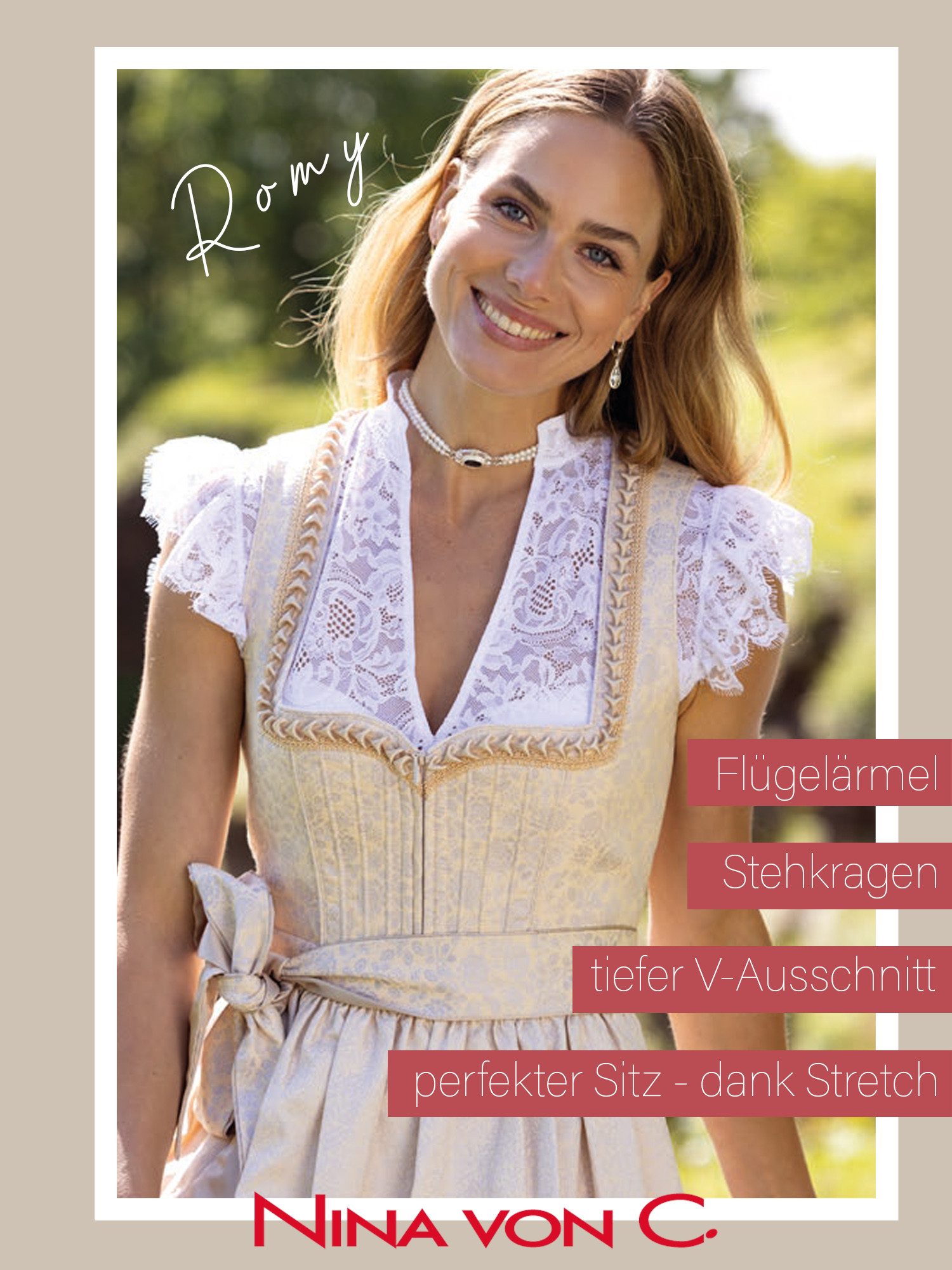 Nina Von C. Dirndlbluse Dirndl-Bluse Flügelärmel Romy (Stück, 1-tlg)